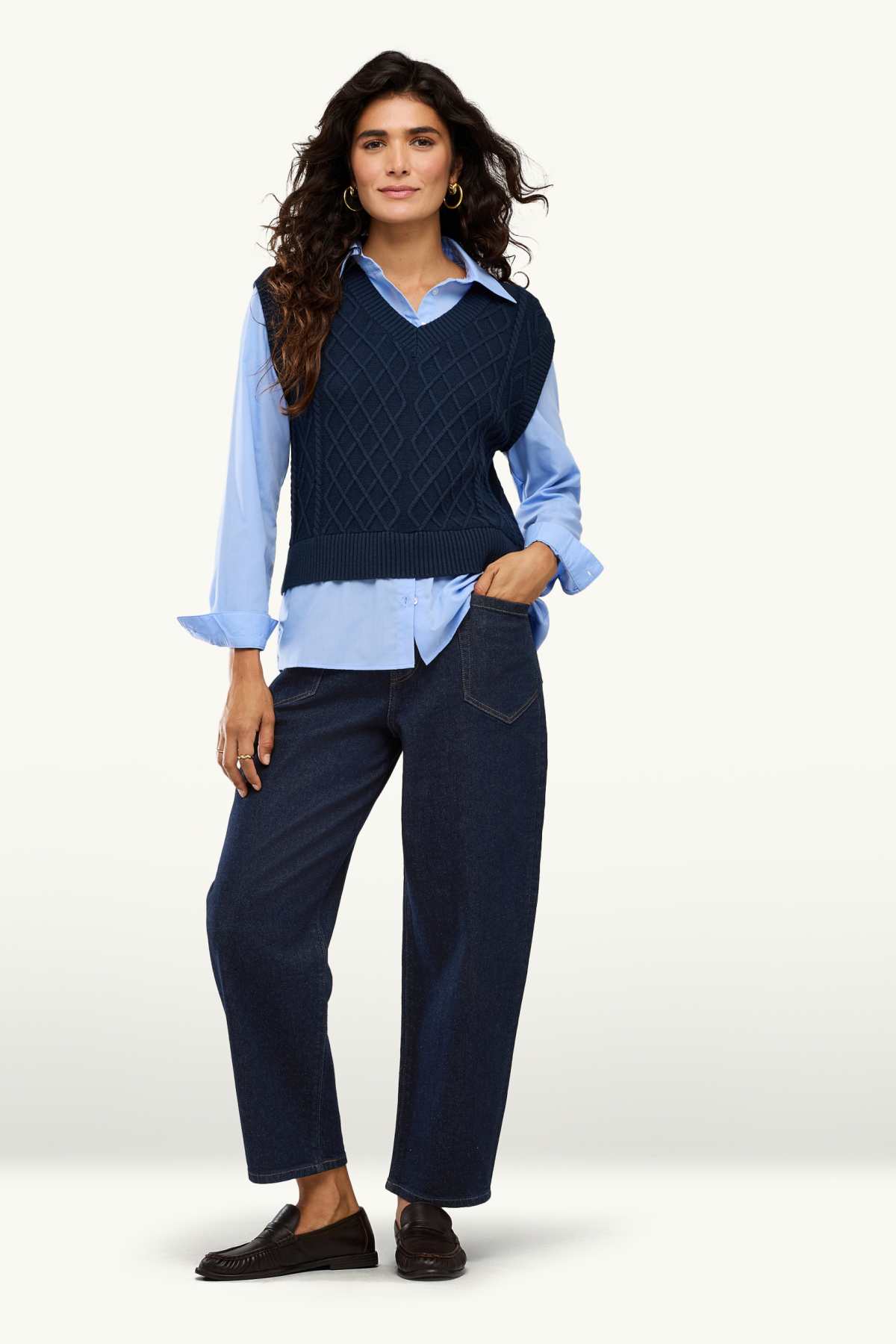 Barrel jeans - high waist - denim-dark blue