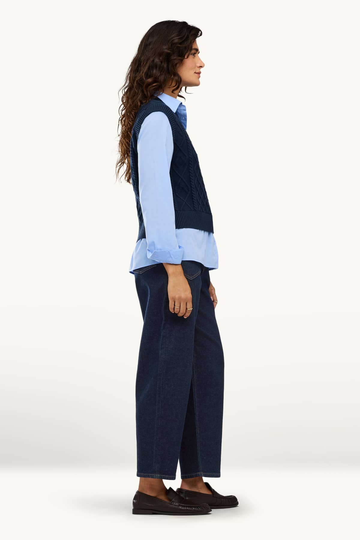 Barrel jeans - high waist - denim-dark blue