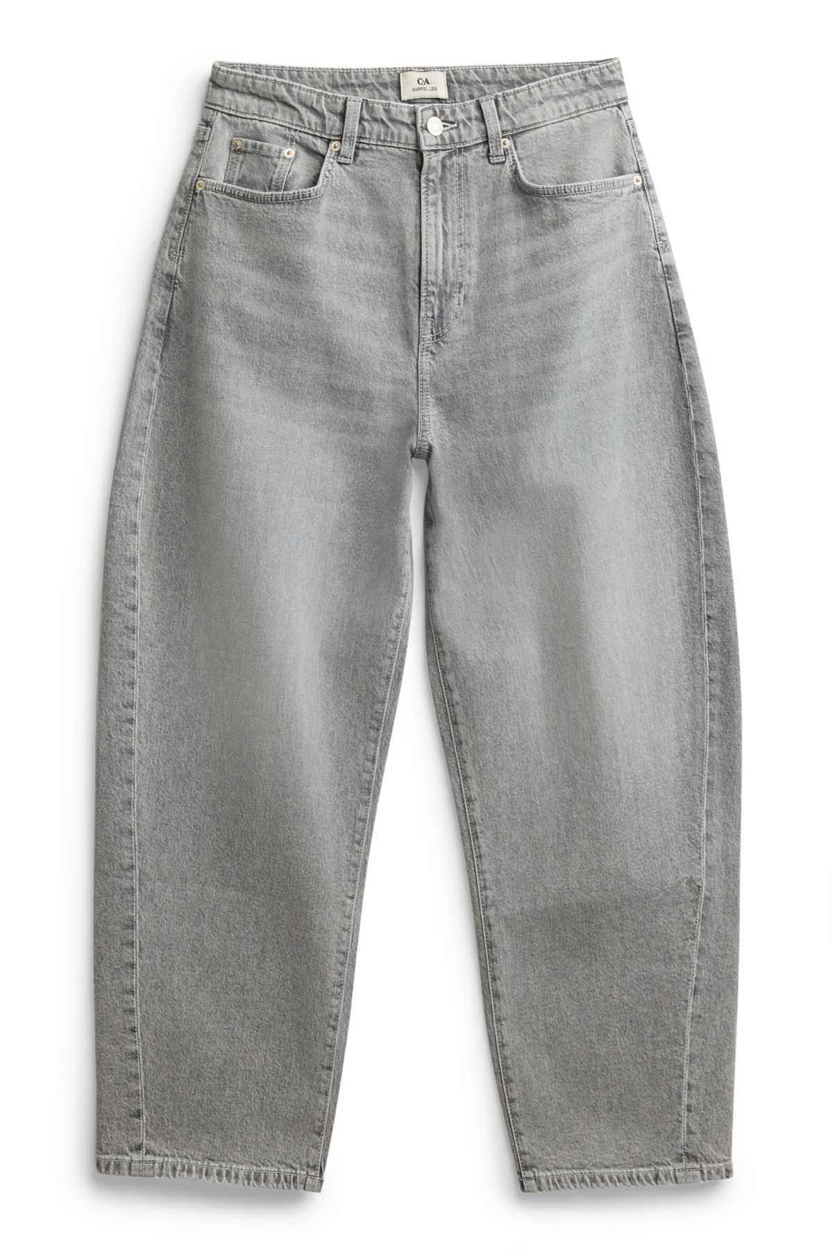 Barrel jeans - high waist - denim-light gray