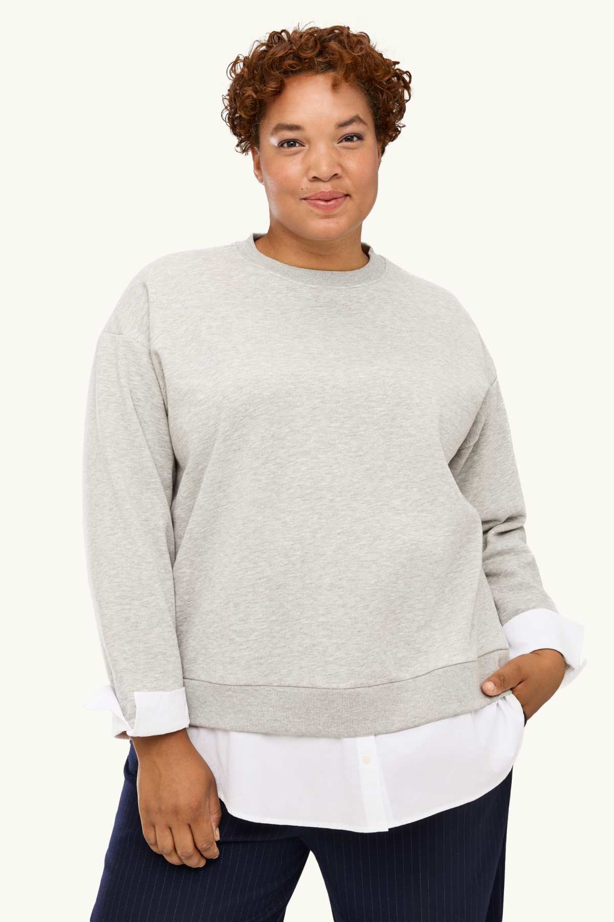 Sweatshirt - 2-in-1 look - light gray