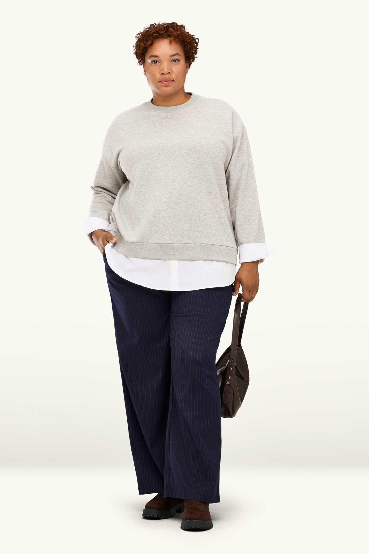 Sweatshirt - 2-in-1 look - light gray