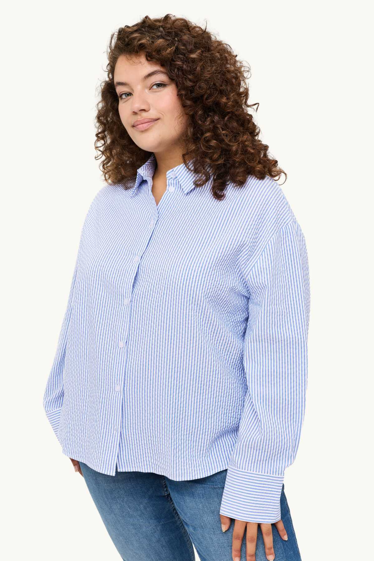 Shirt blouse - striped - blue / white
