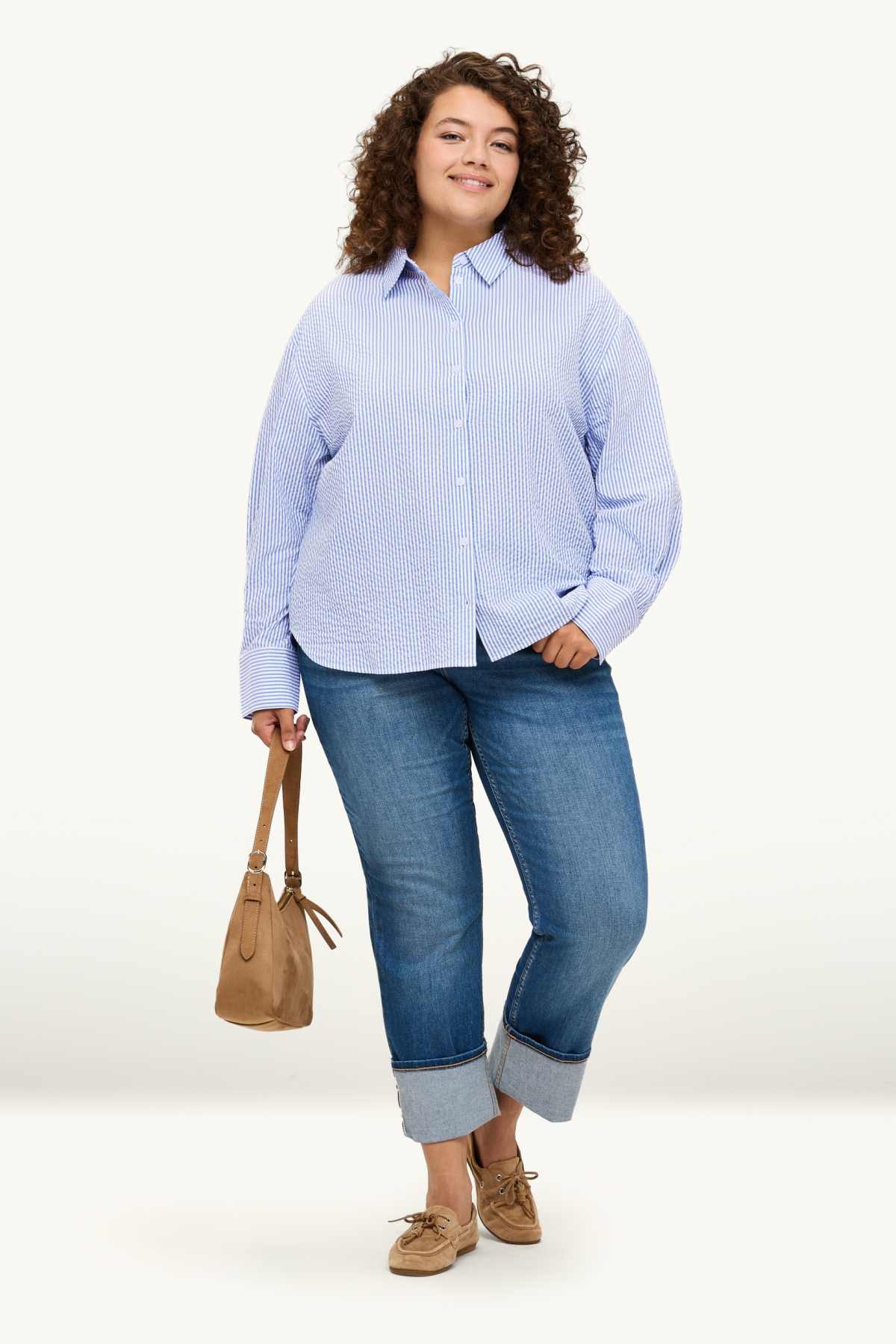 Shirt blouse - striped - blue / white