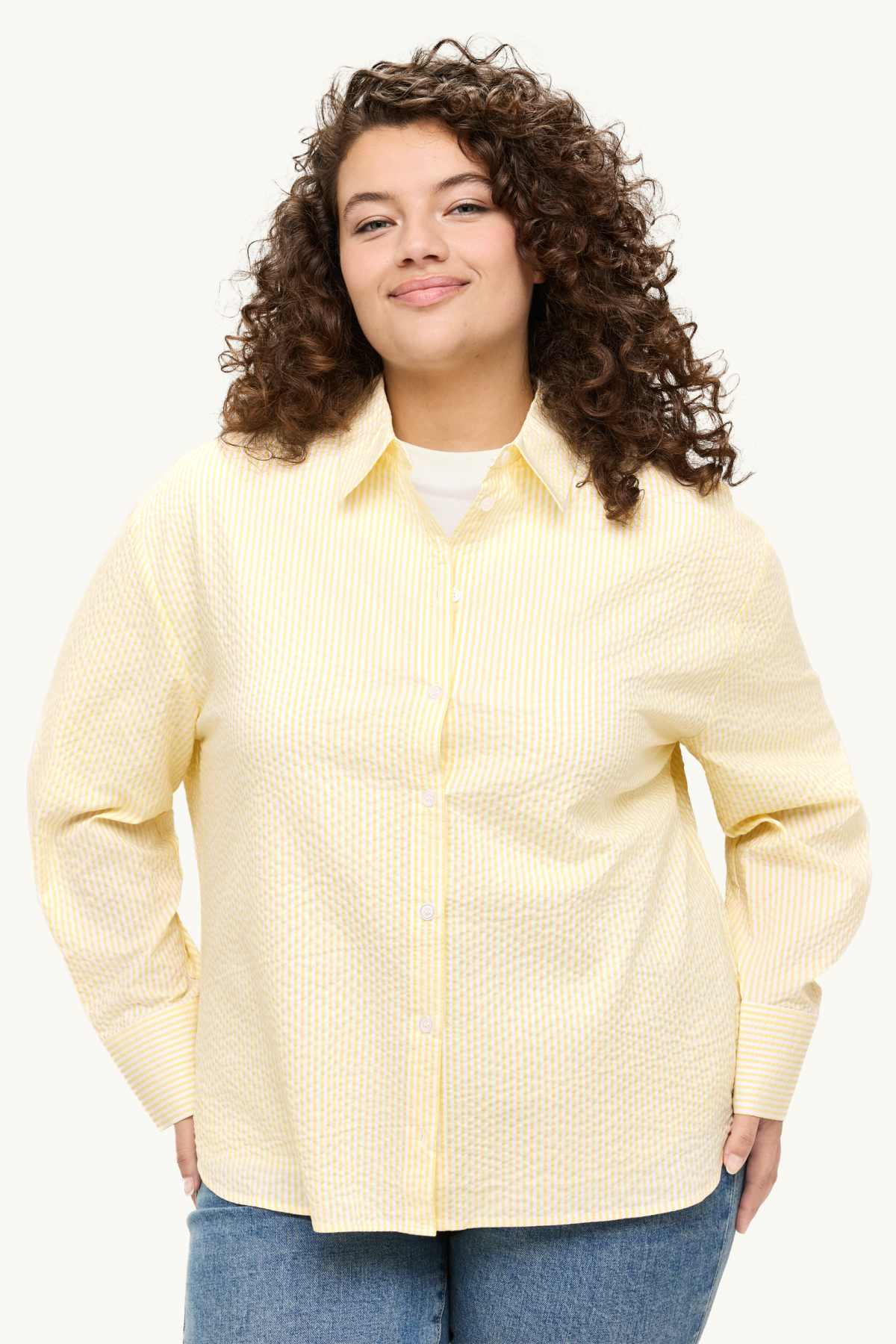 Shirt blouse - striped - white / yellow