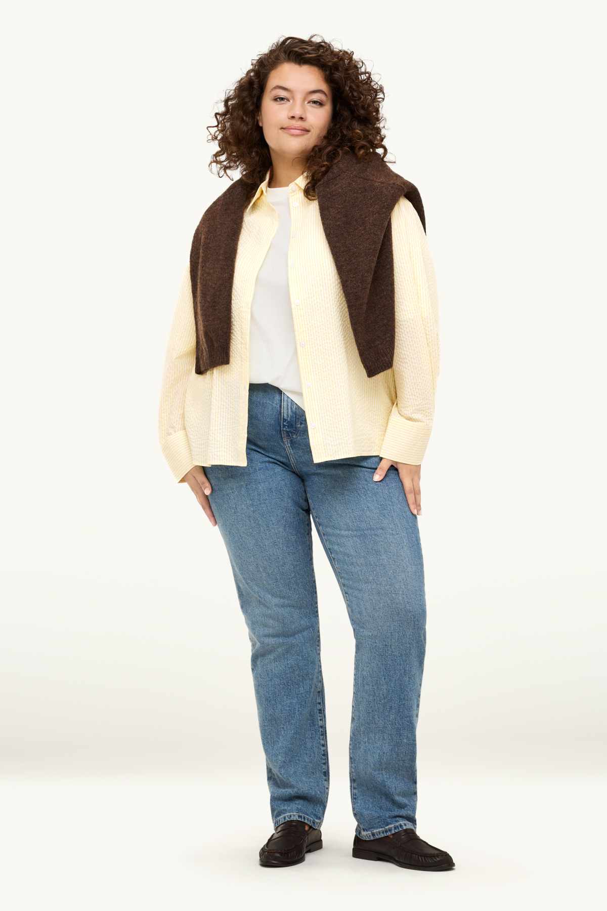 Shirt blouse - striped - white / yellow