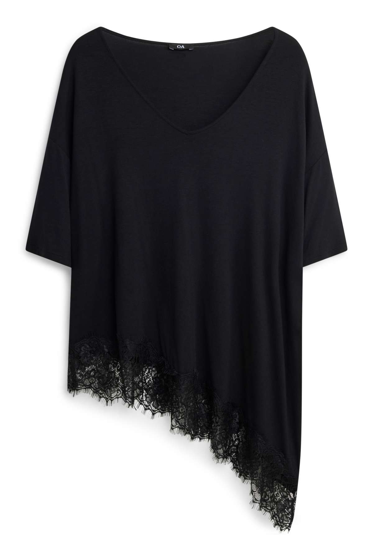 V-neck T-shirt - curvy fit - black