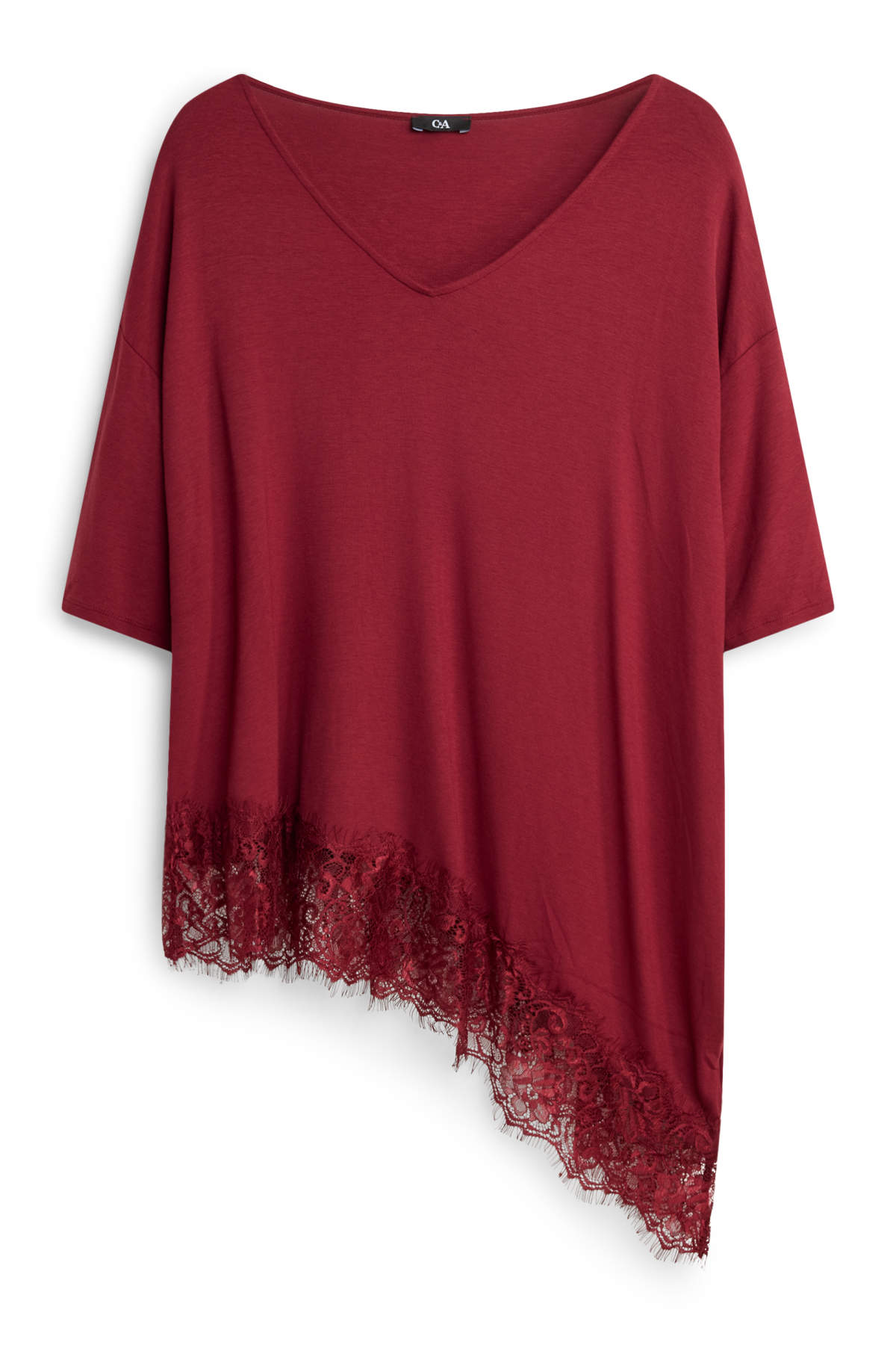 V-neck T-shirt - curvy fit - red