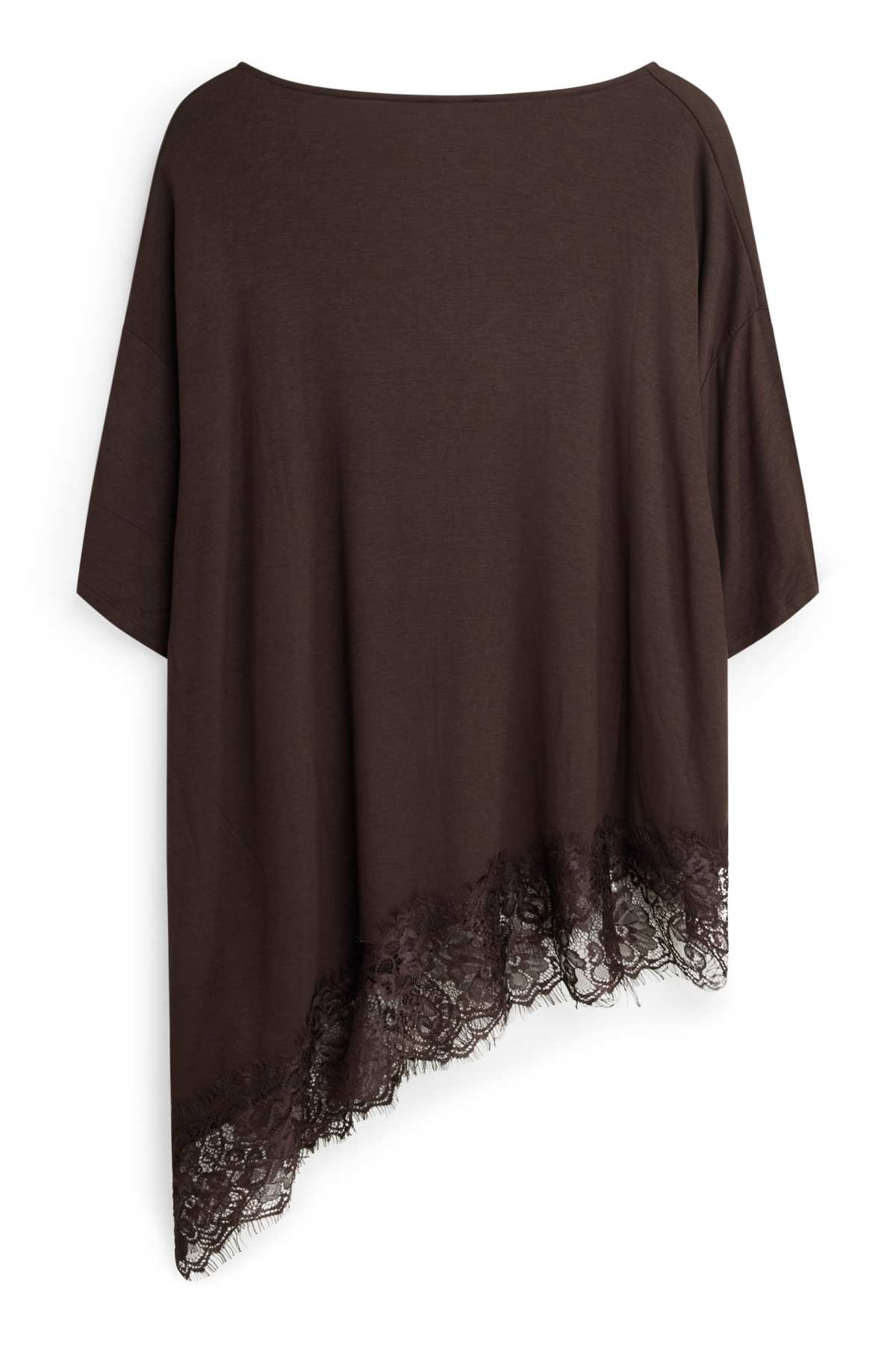 V-neck T-shirt - curvy fit - dark brown