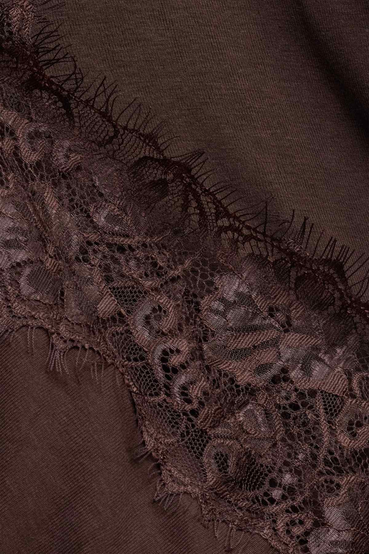 V-neck T-shirt - curvy fit - dark brown