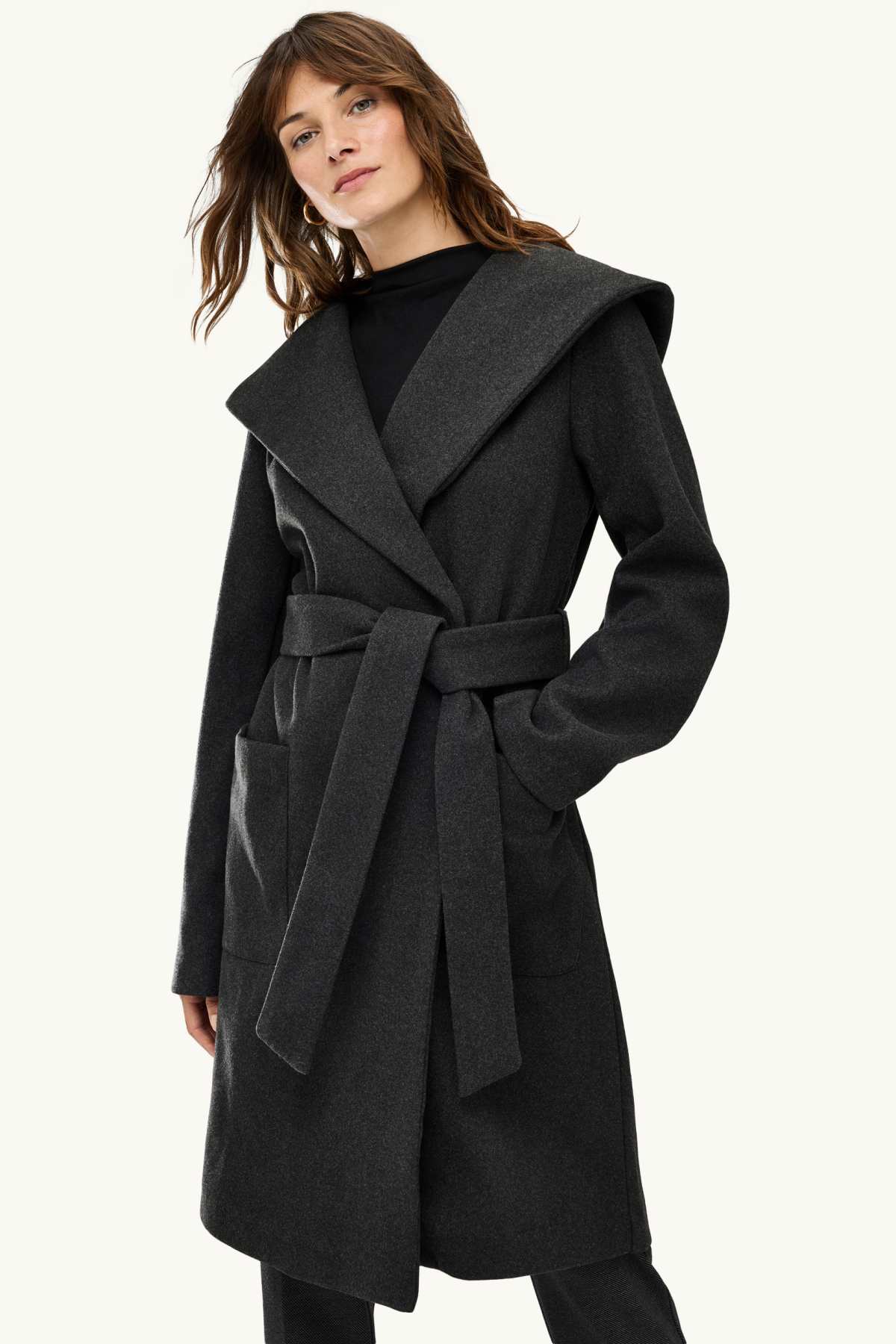 Coat with hood - dark gray