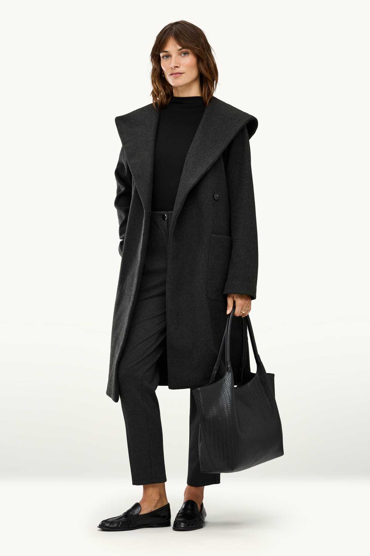 Coat with hood - dark gray