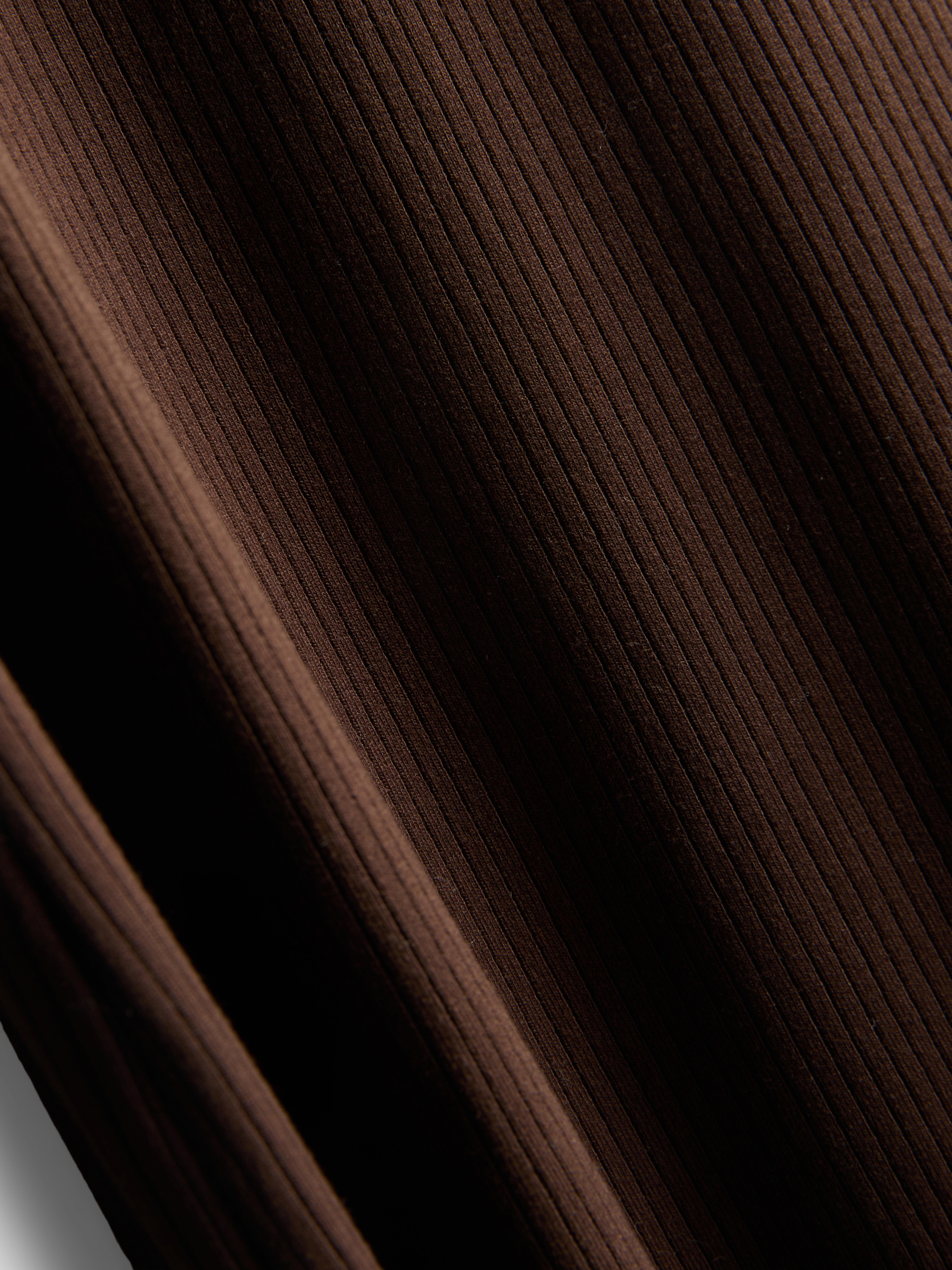 Ribbed Button-Detail Midi Dress - Chocolate