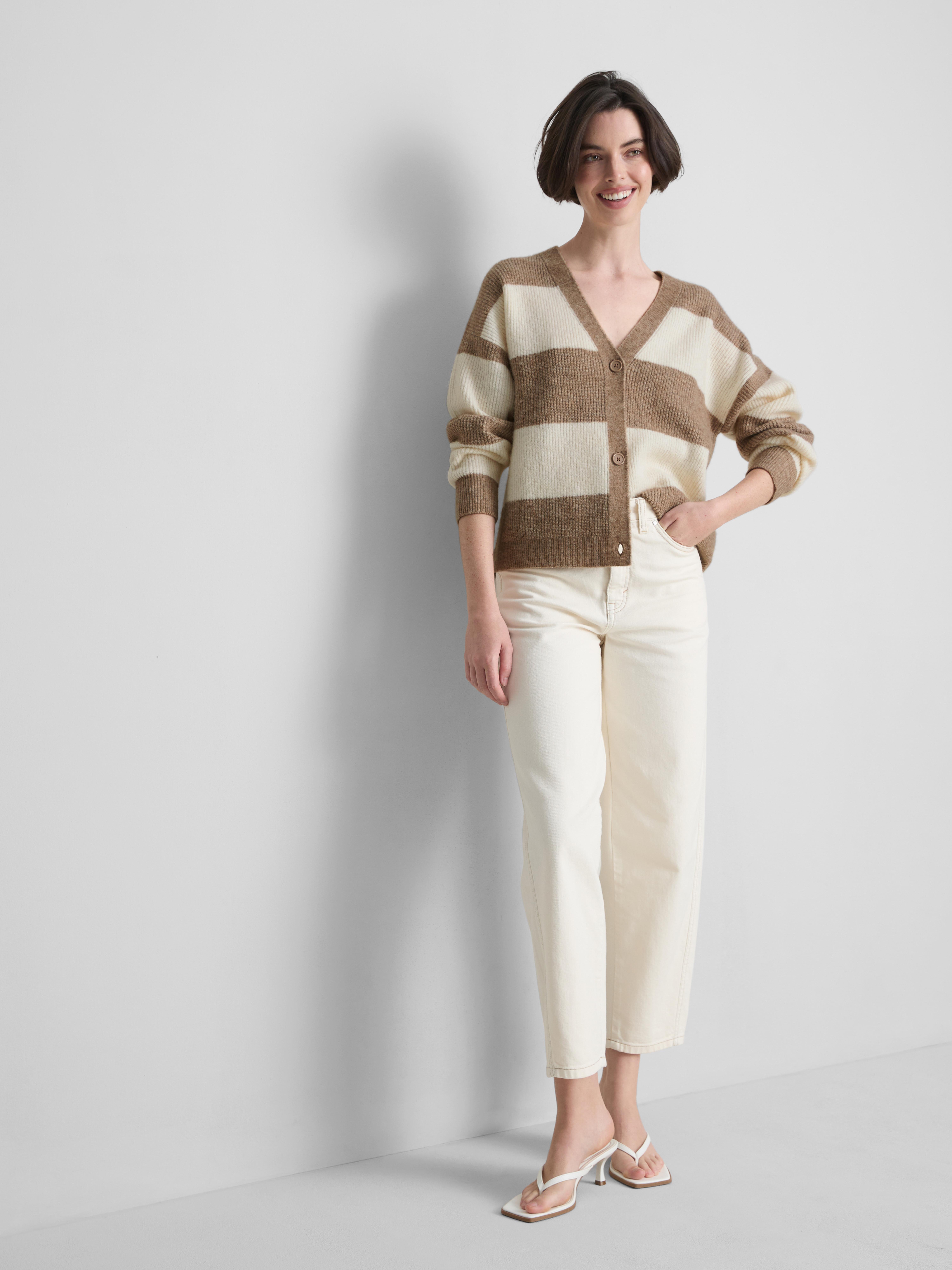 Soft Rib V-Neck Cardigan - Oatmeal
