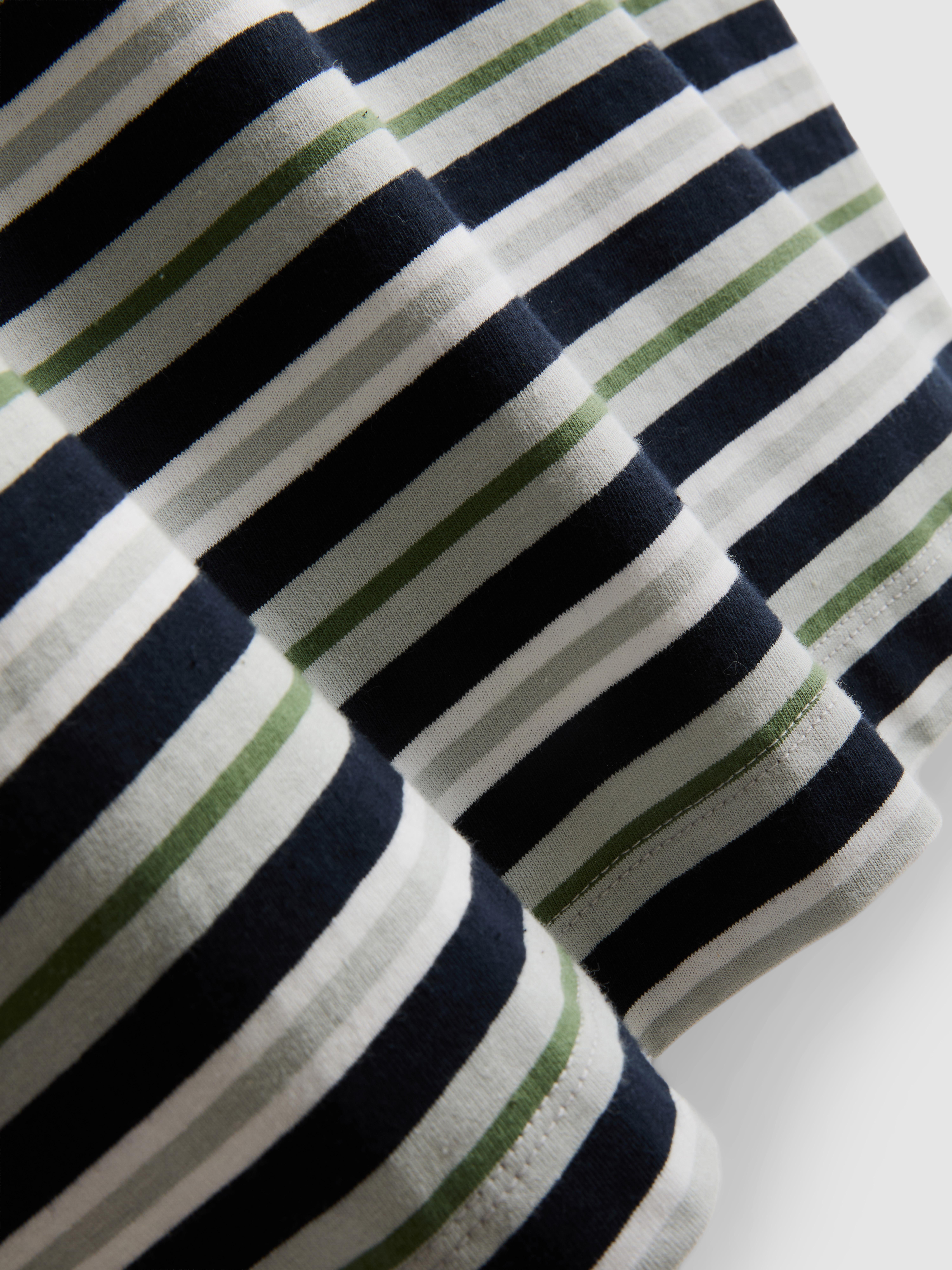 Pure Cotton Stripe Boxy T-Shirt - Green