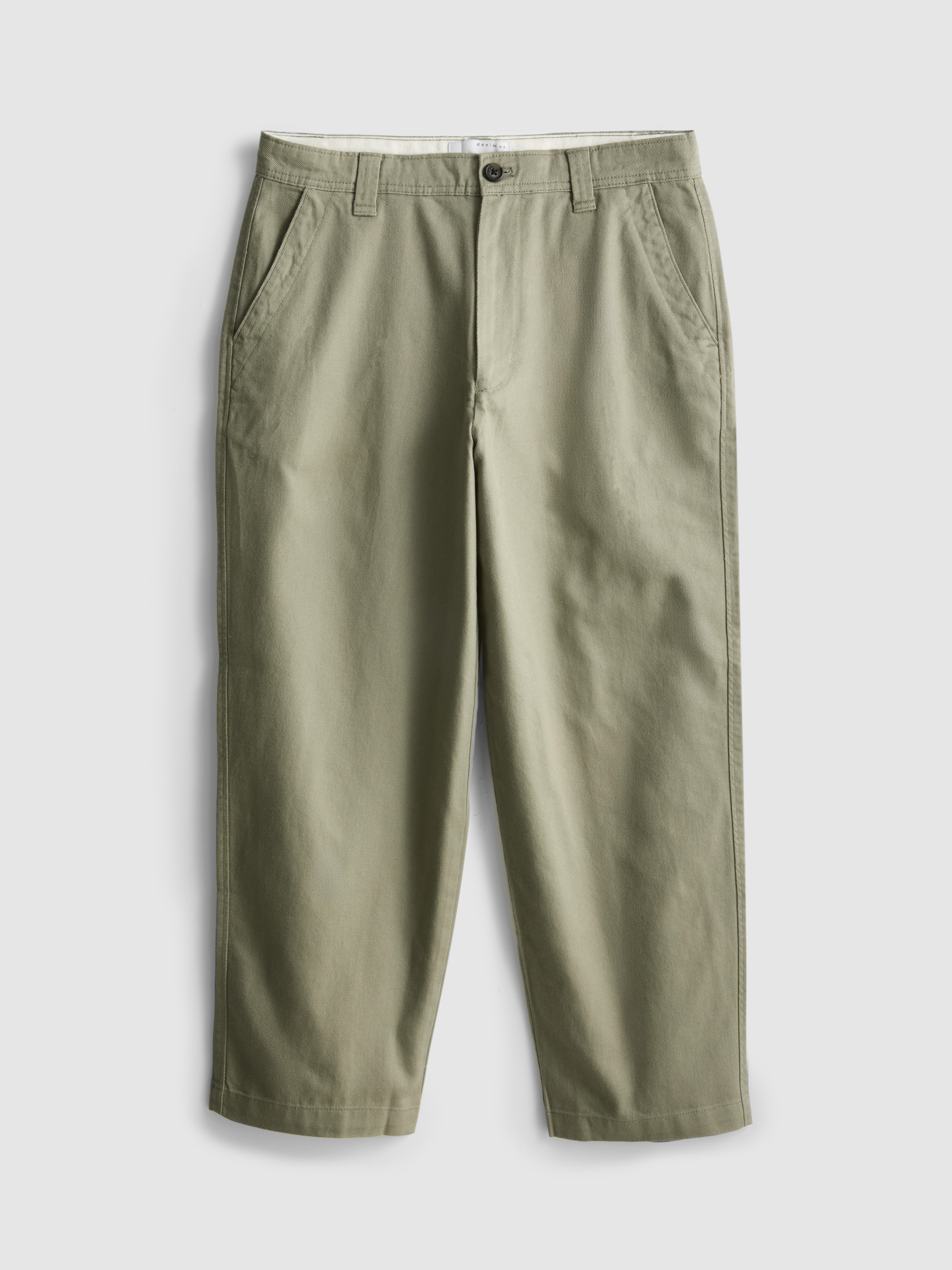 Mid-Rise Baggy Chinos - Olive