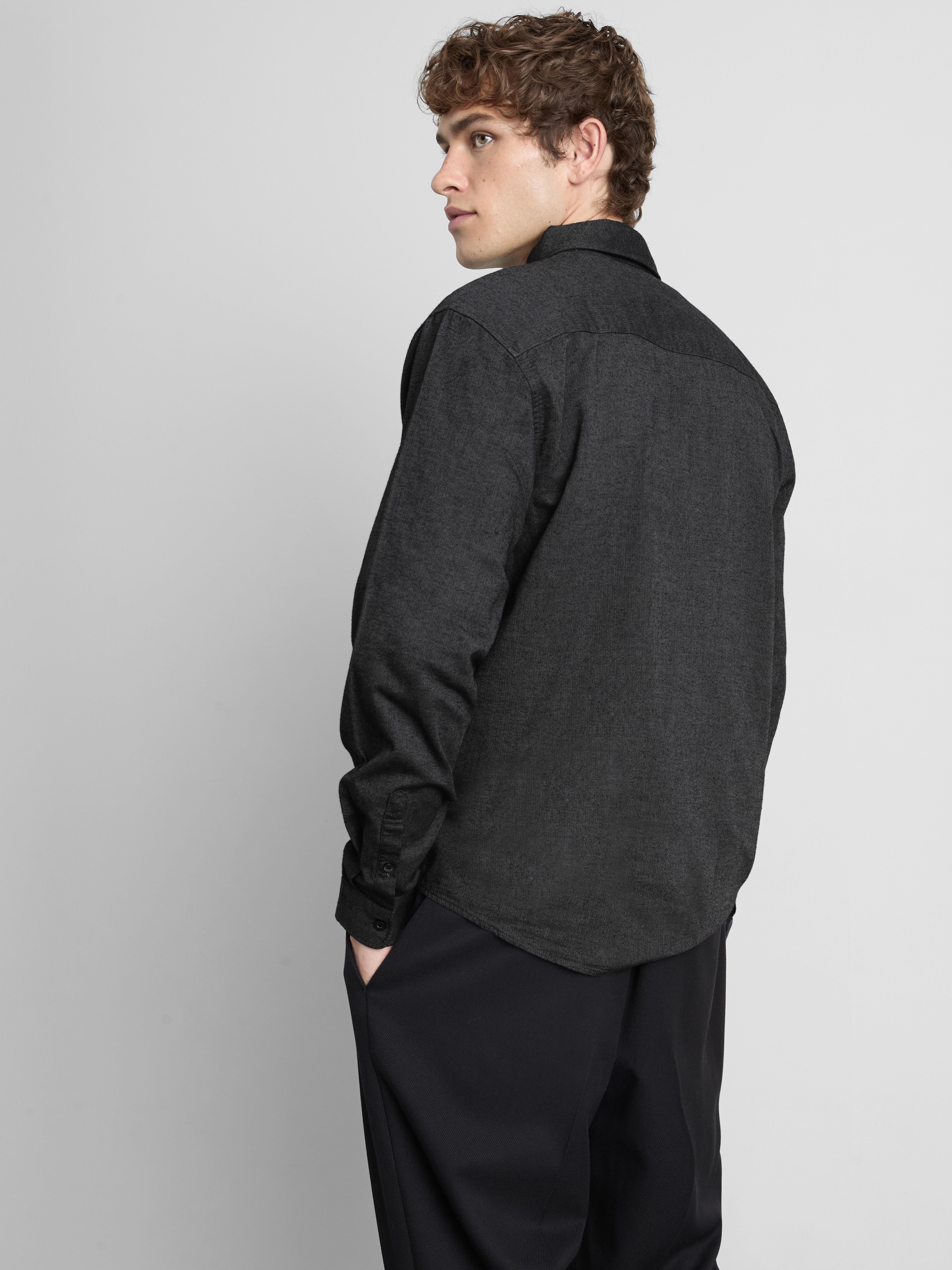 Pure Cotton Button-Down Shirt - Charcoal