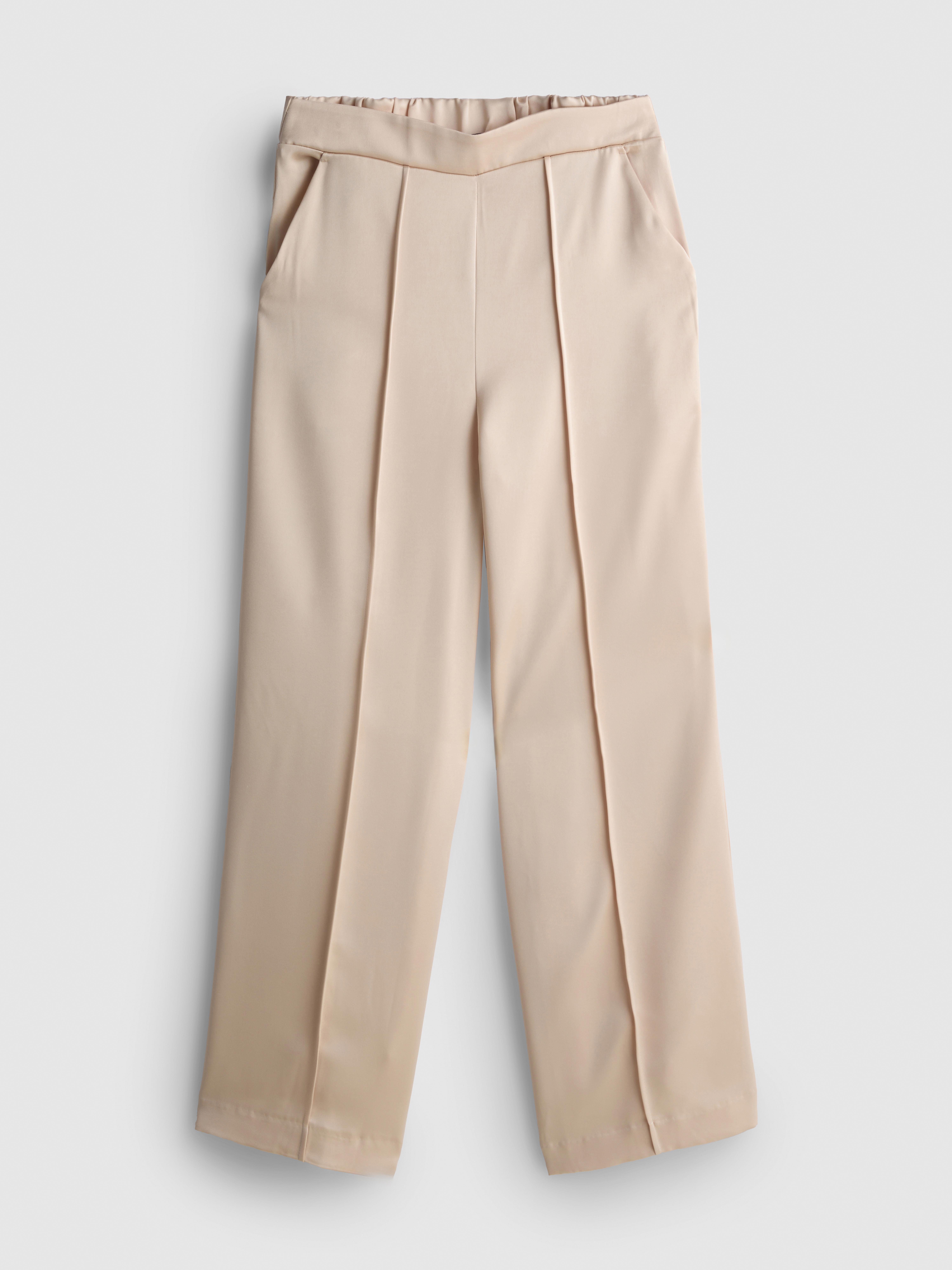 The Edit Satin Straight Leg Pants - Oyster