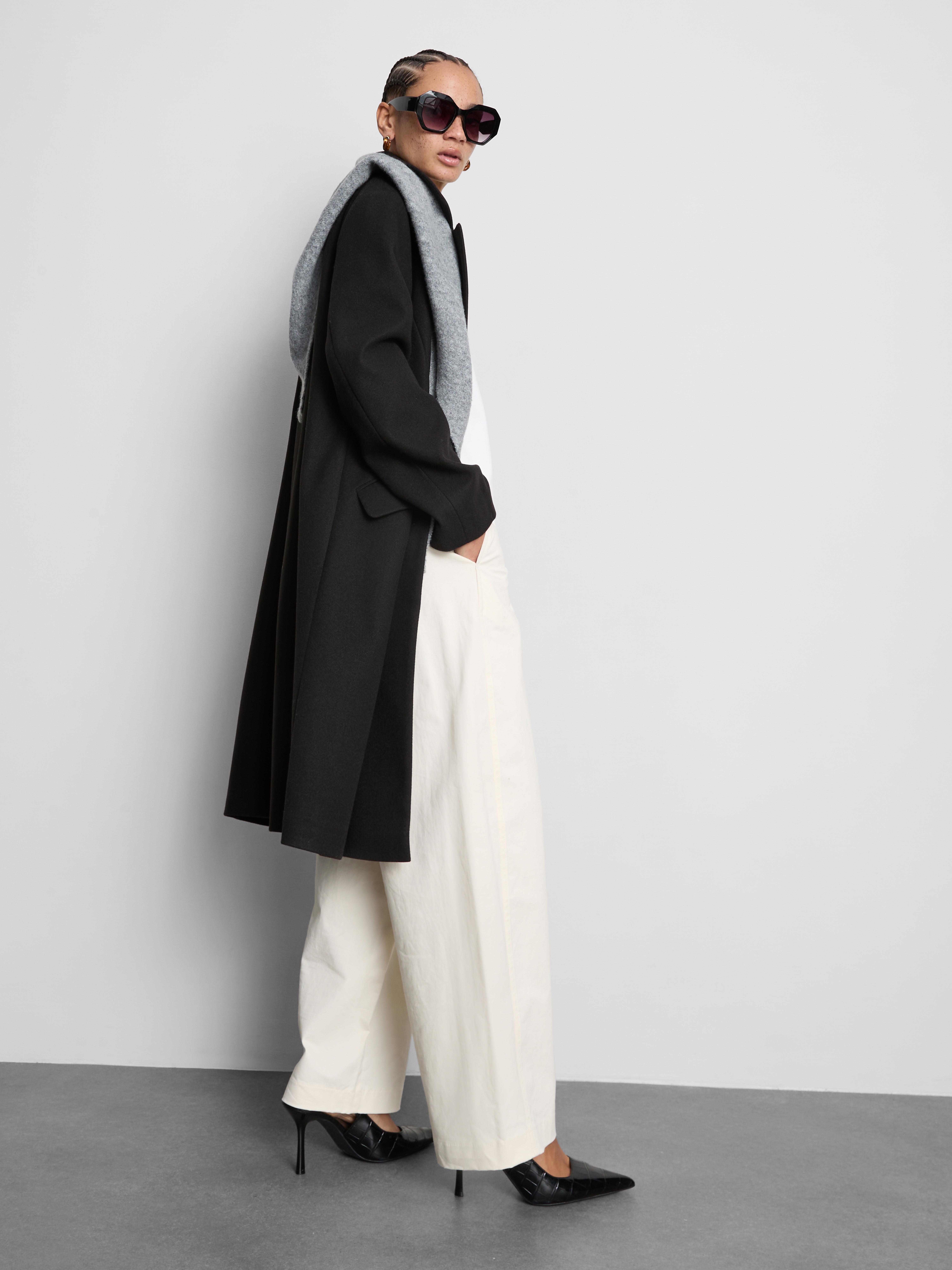 Single-Breasted Overcoat - Black