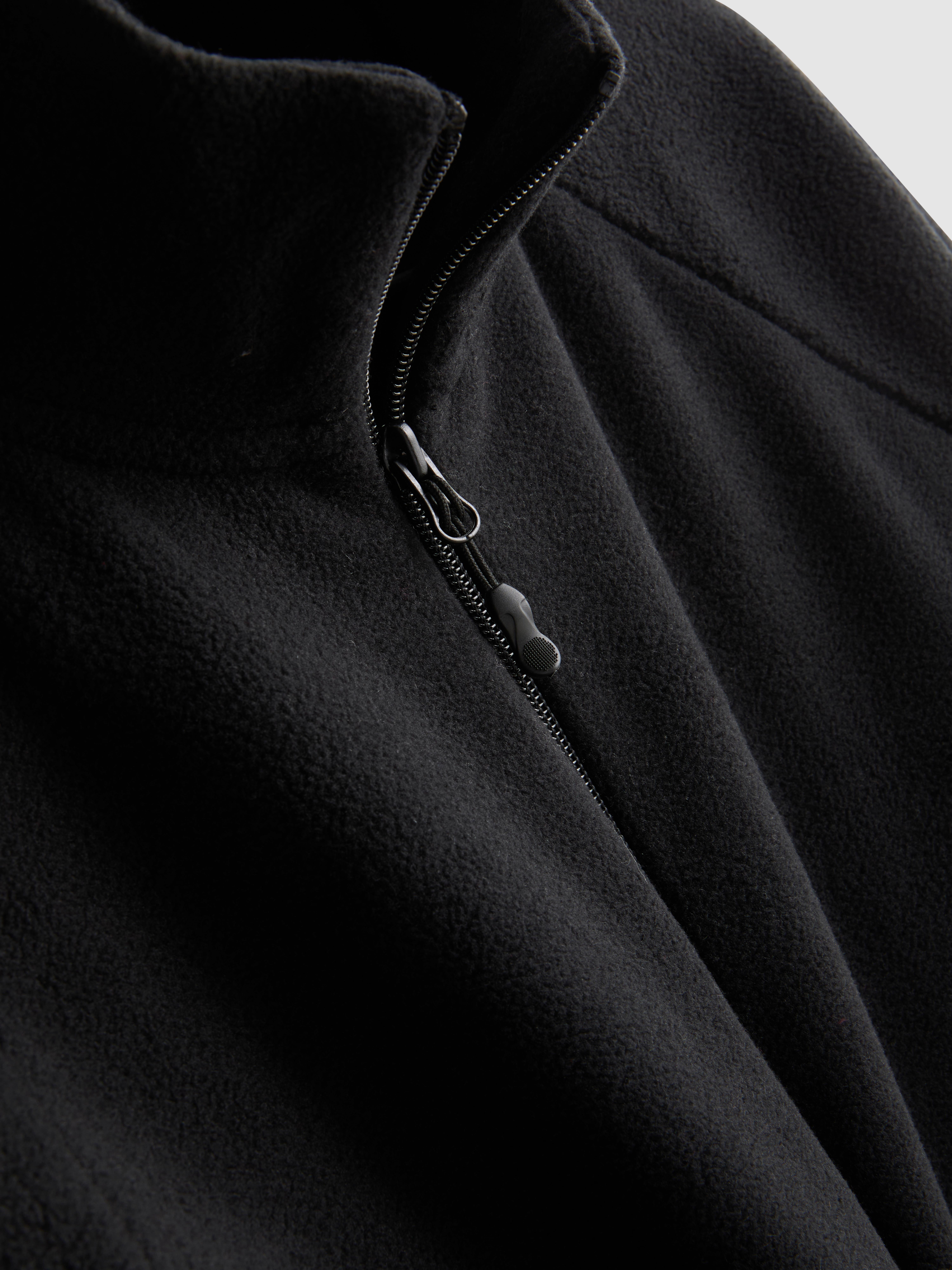 Zip-Up Funnel Neck Fleece - Black