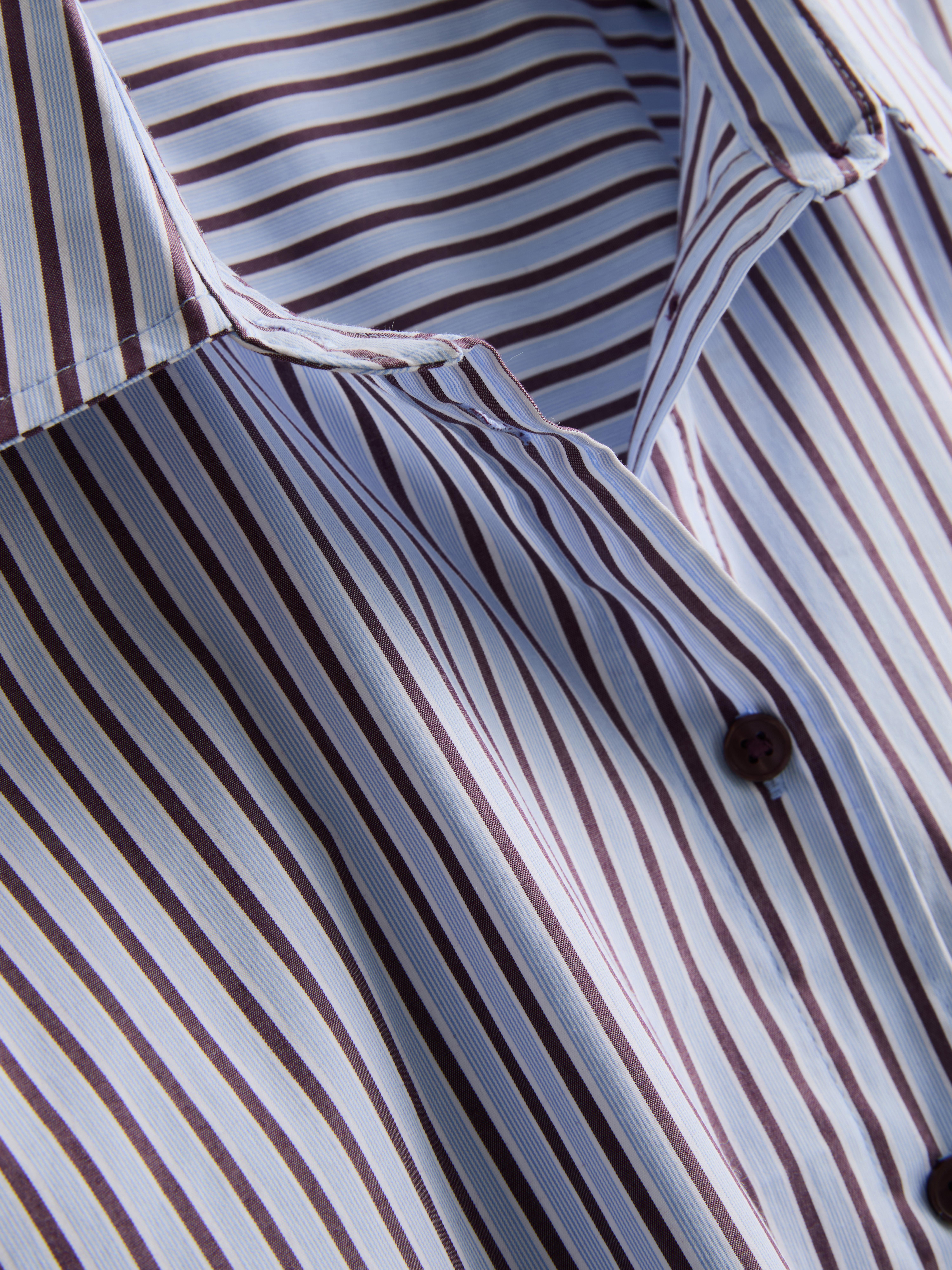 The Edit | Cotton Rich Striped Poplin Shirt - Light Blue