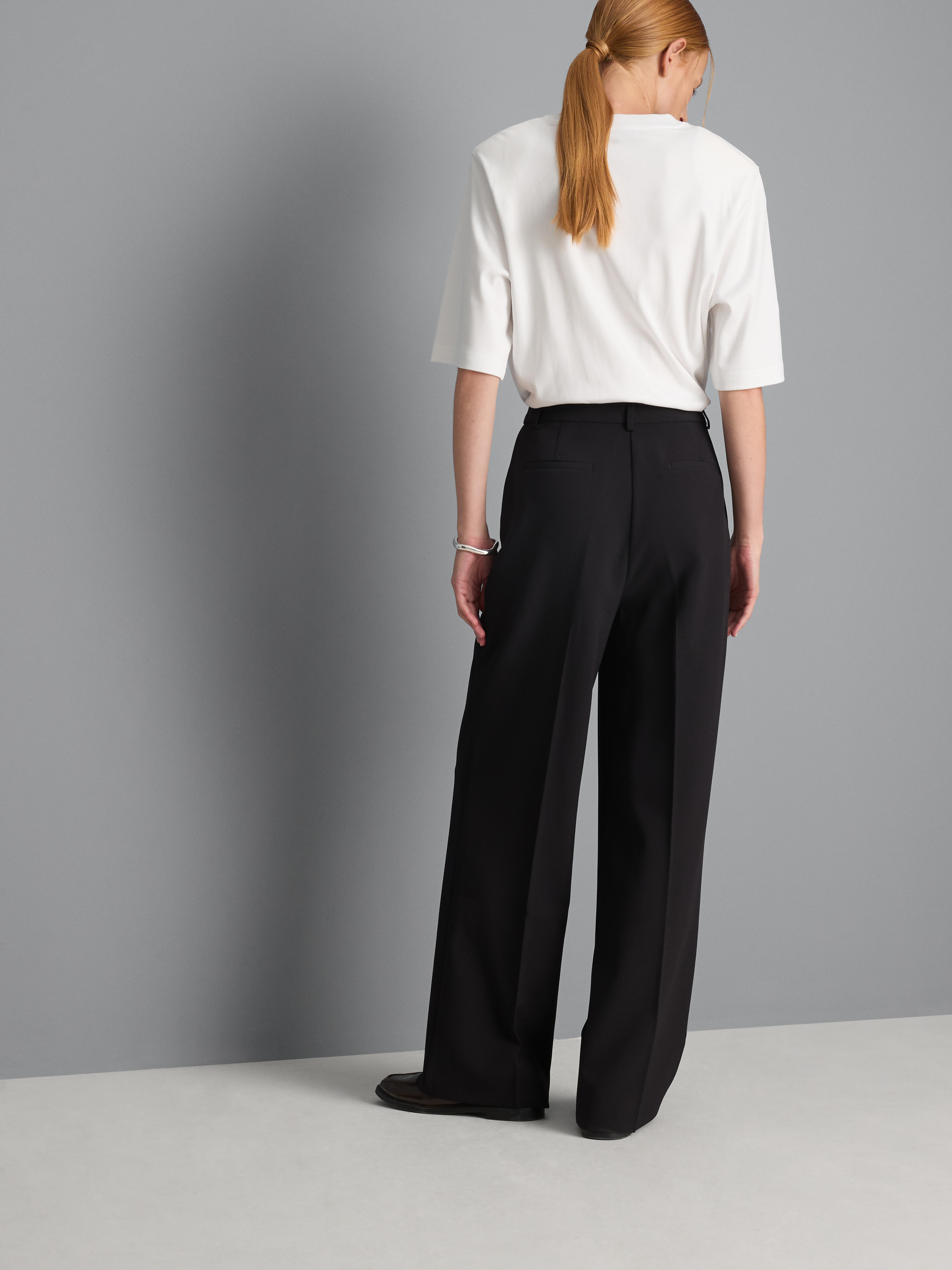 Pleated Wide Leg Pants - Black