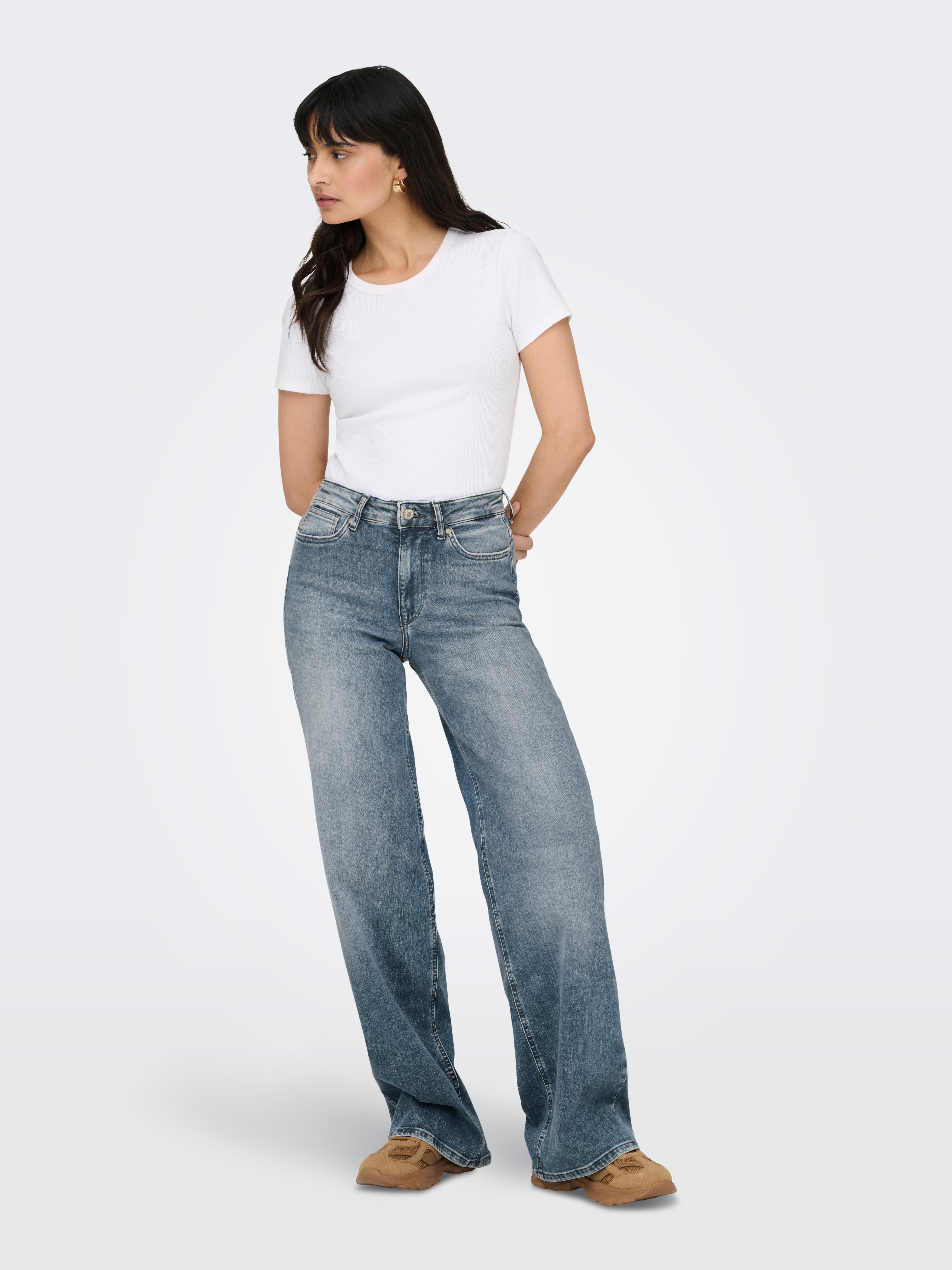 ONLMADISON High waist Wide Leg Fit Jeans Special Blue Grey Denim