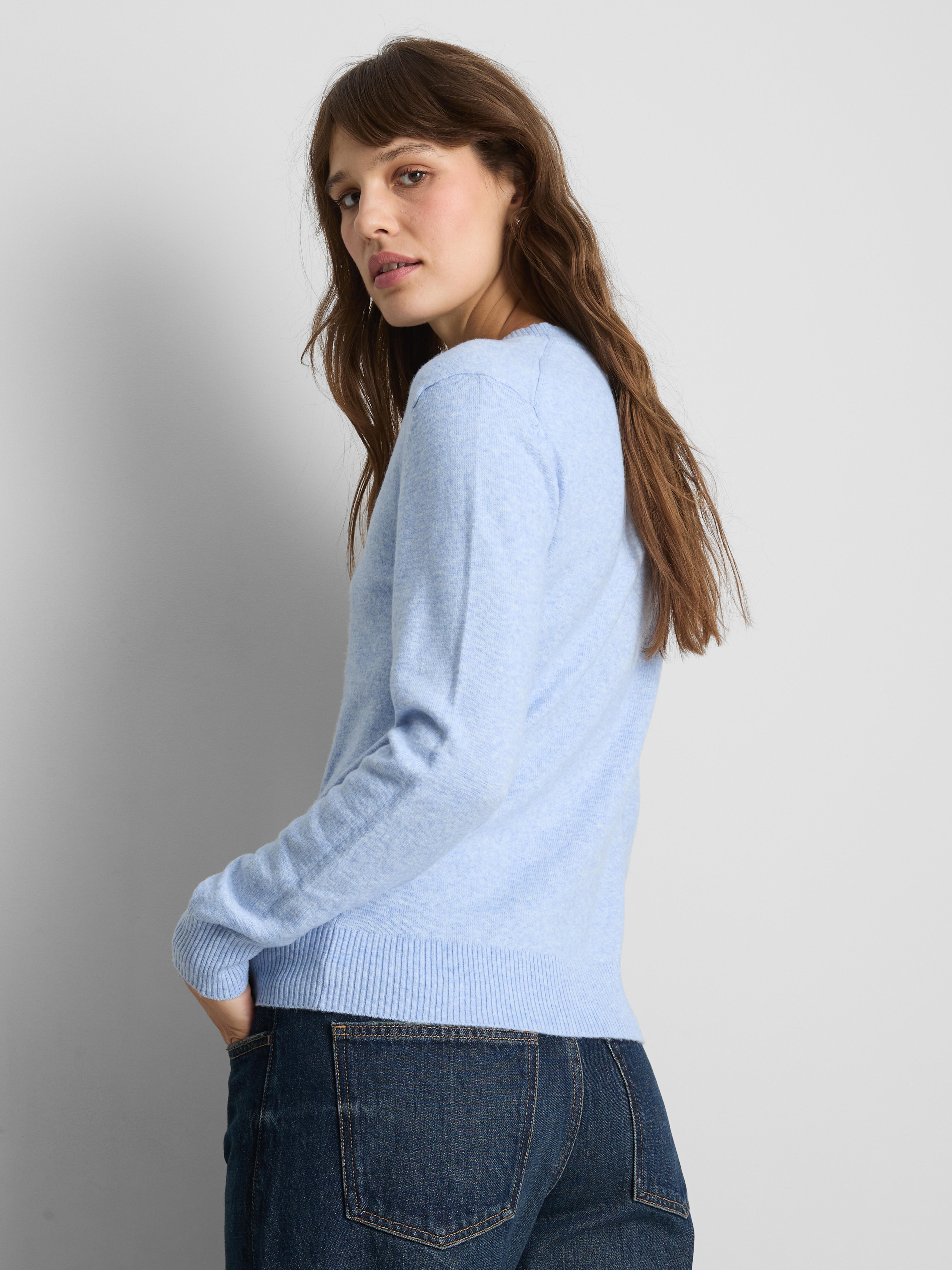 Soft Knitted Crew Neck Sweater - Blue