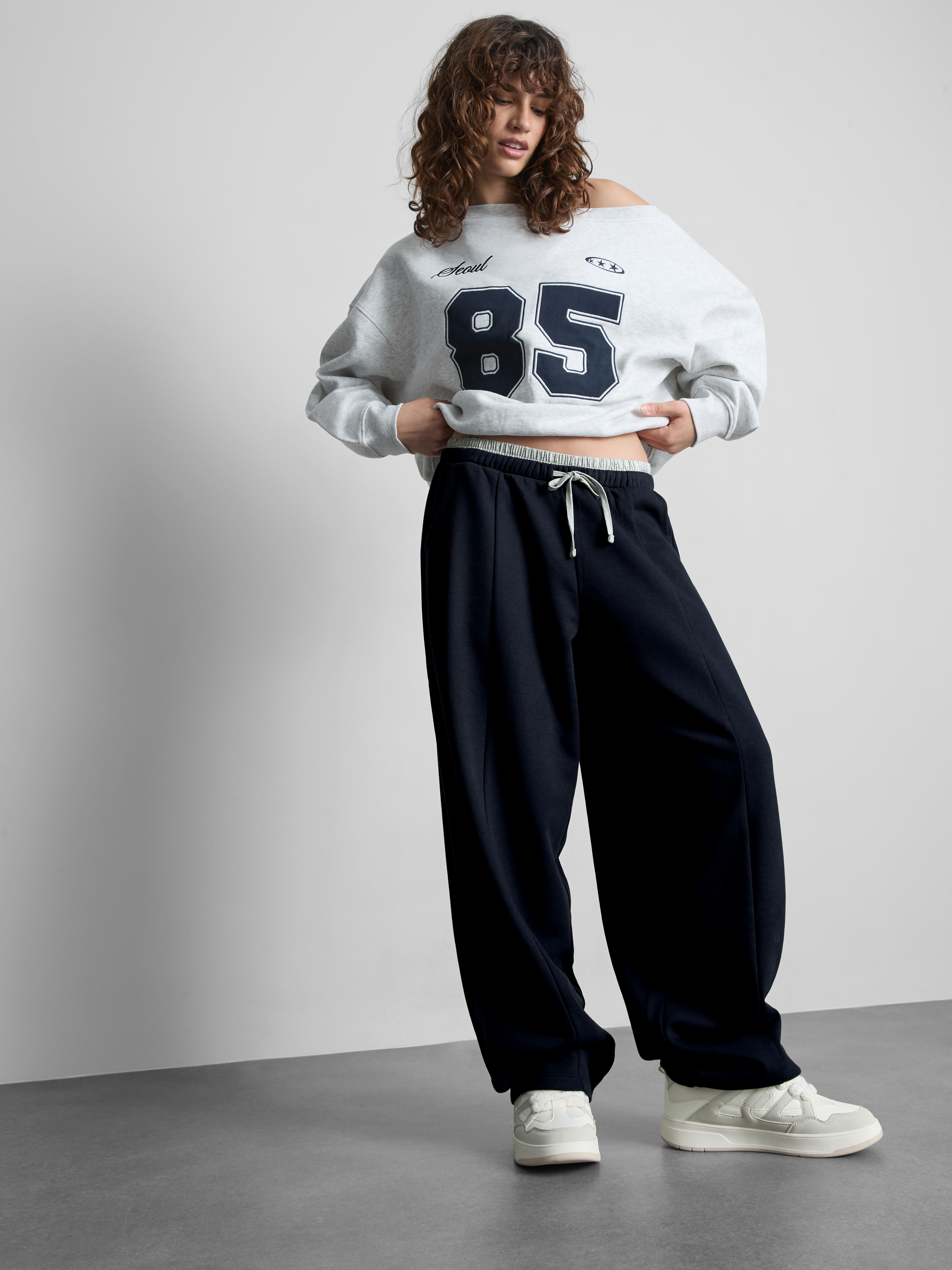 The Primark Scene | Double Waistband Barrel Leg Joggers - Navy