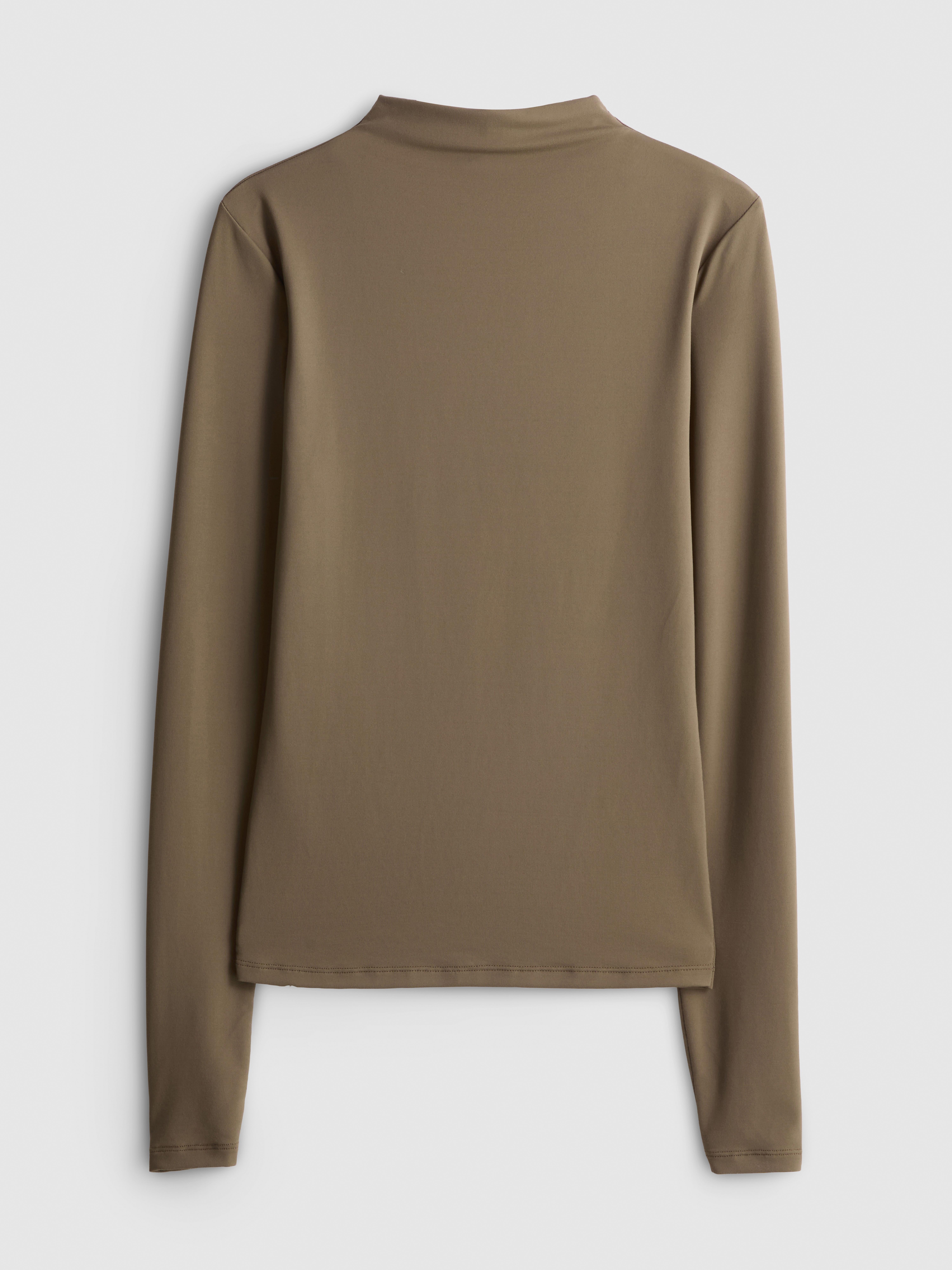 Second Skin High-Neck Long-Sleeve Top - Light Brown