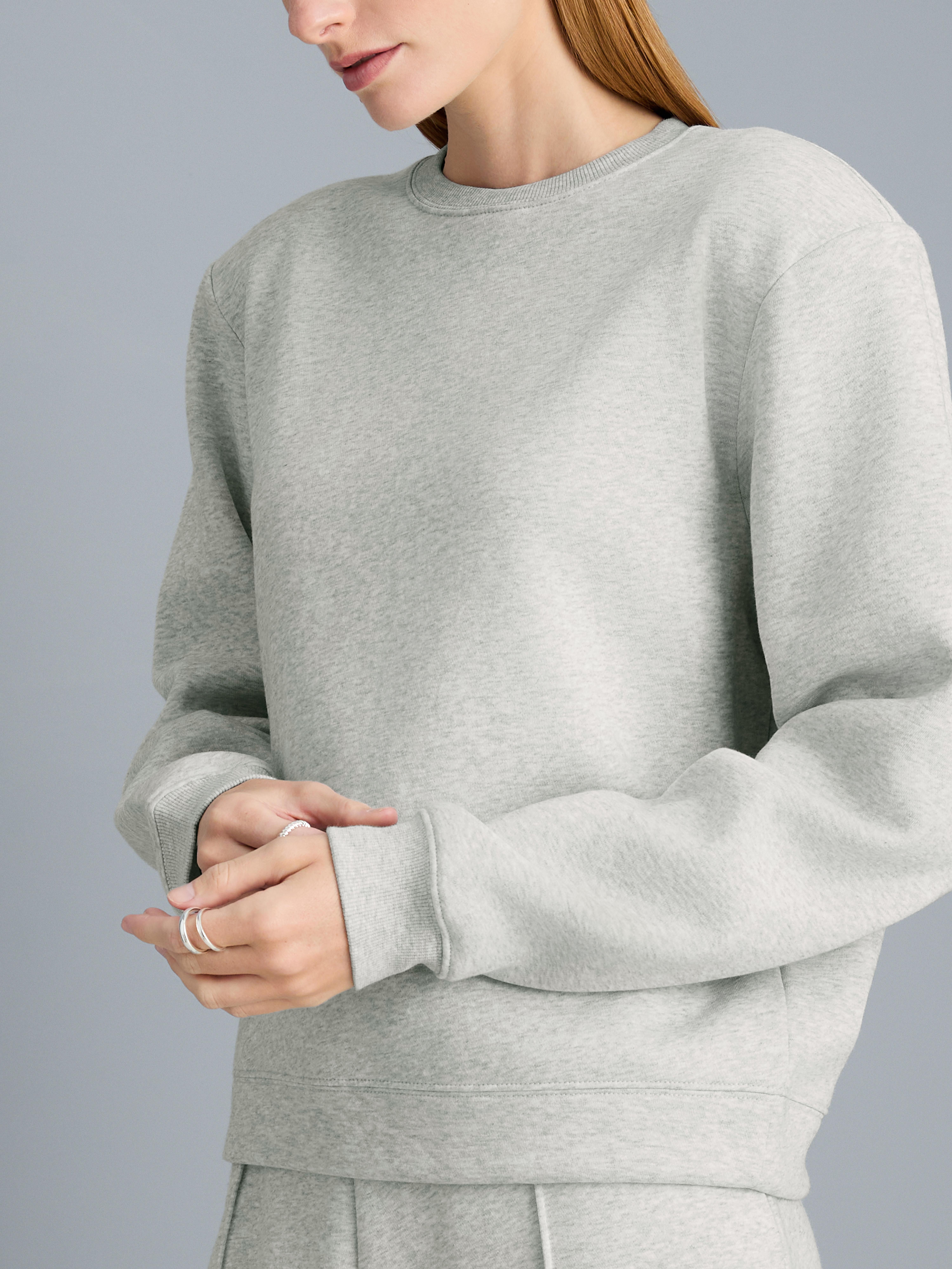 Cotton Rich Shoulder Pad Sweatshirt - Gray