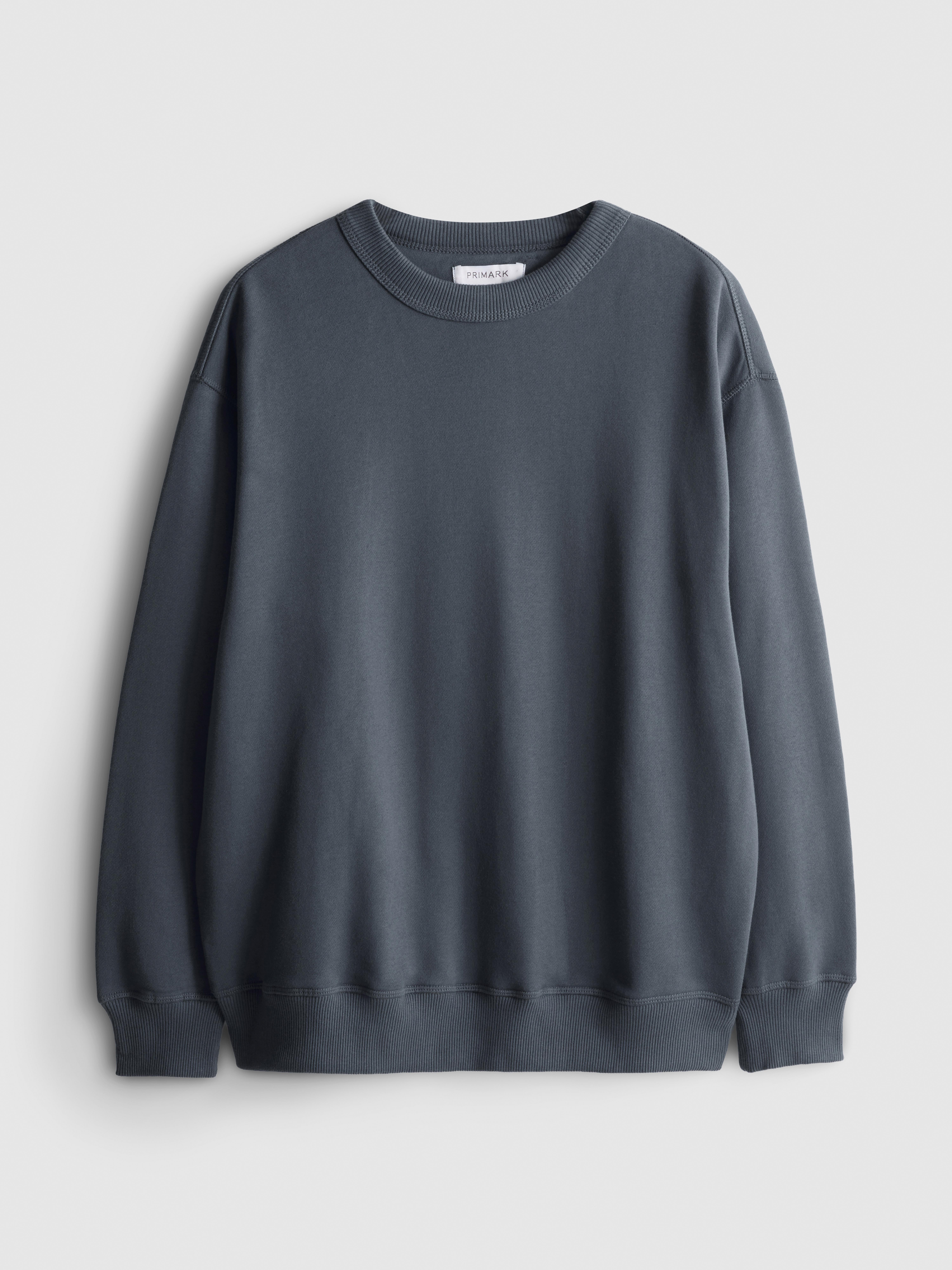 Cotton Rich Oversized Crew Neck Sweatshirt - Charcoal