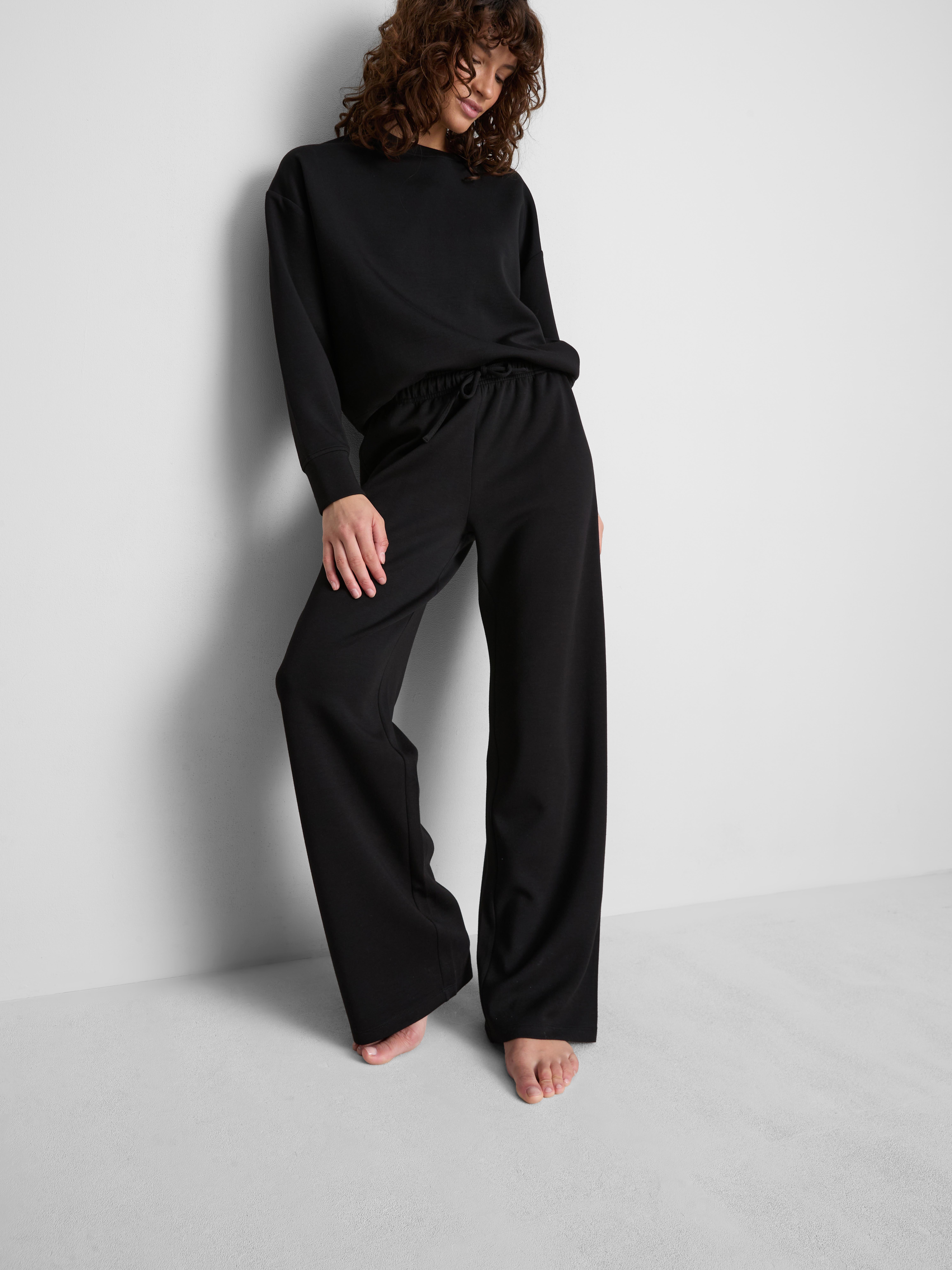 Modal-Blend Crewneck Sweatshirt - Black