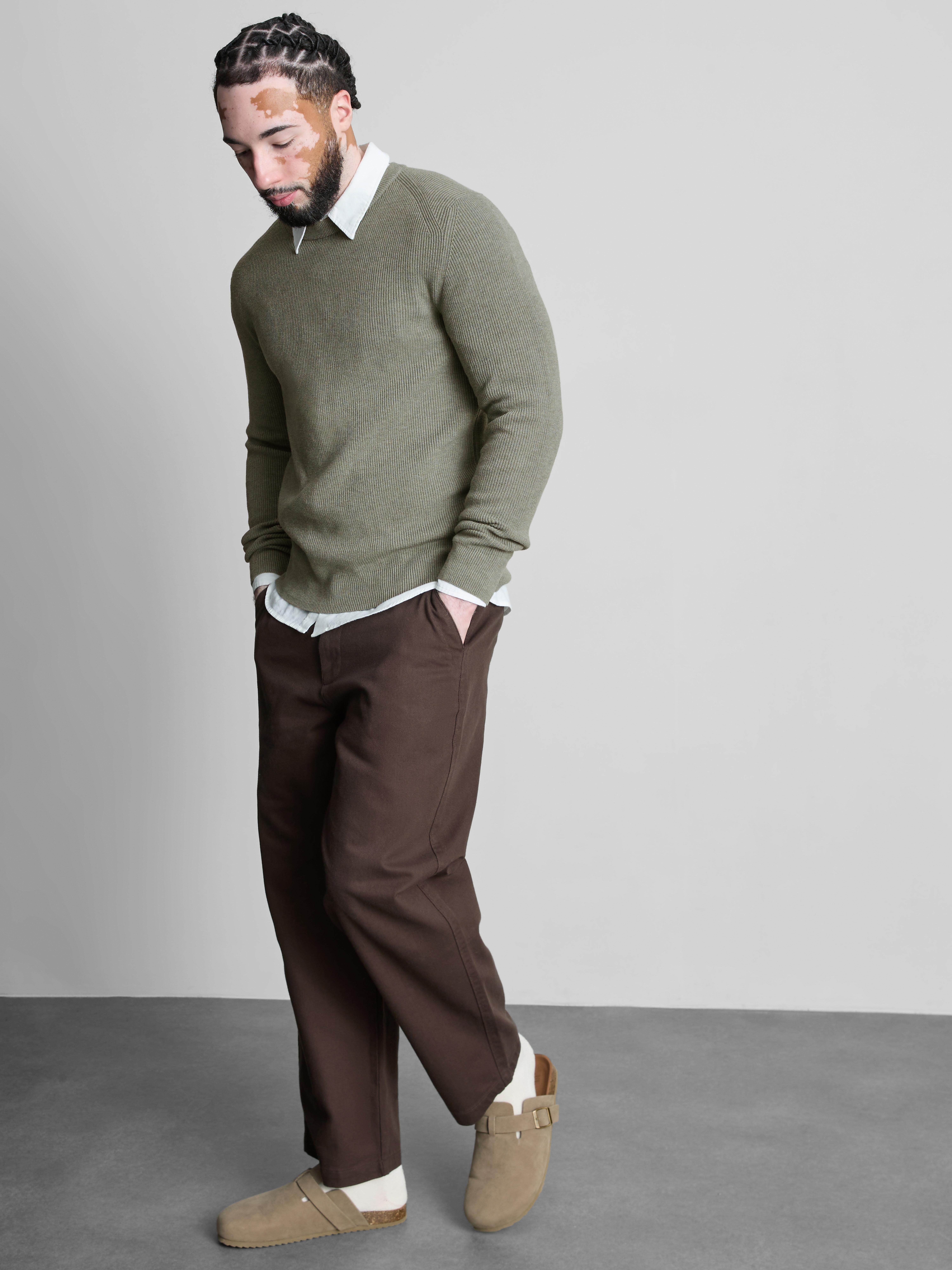 Ribbed Crewneck Sweater - Light Green