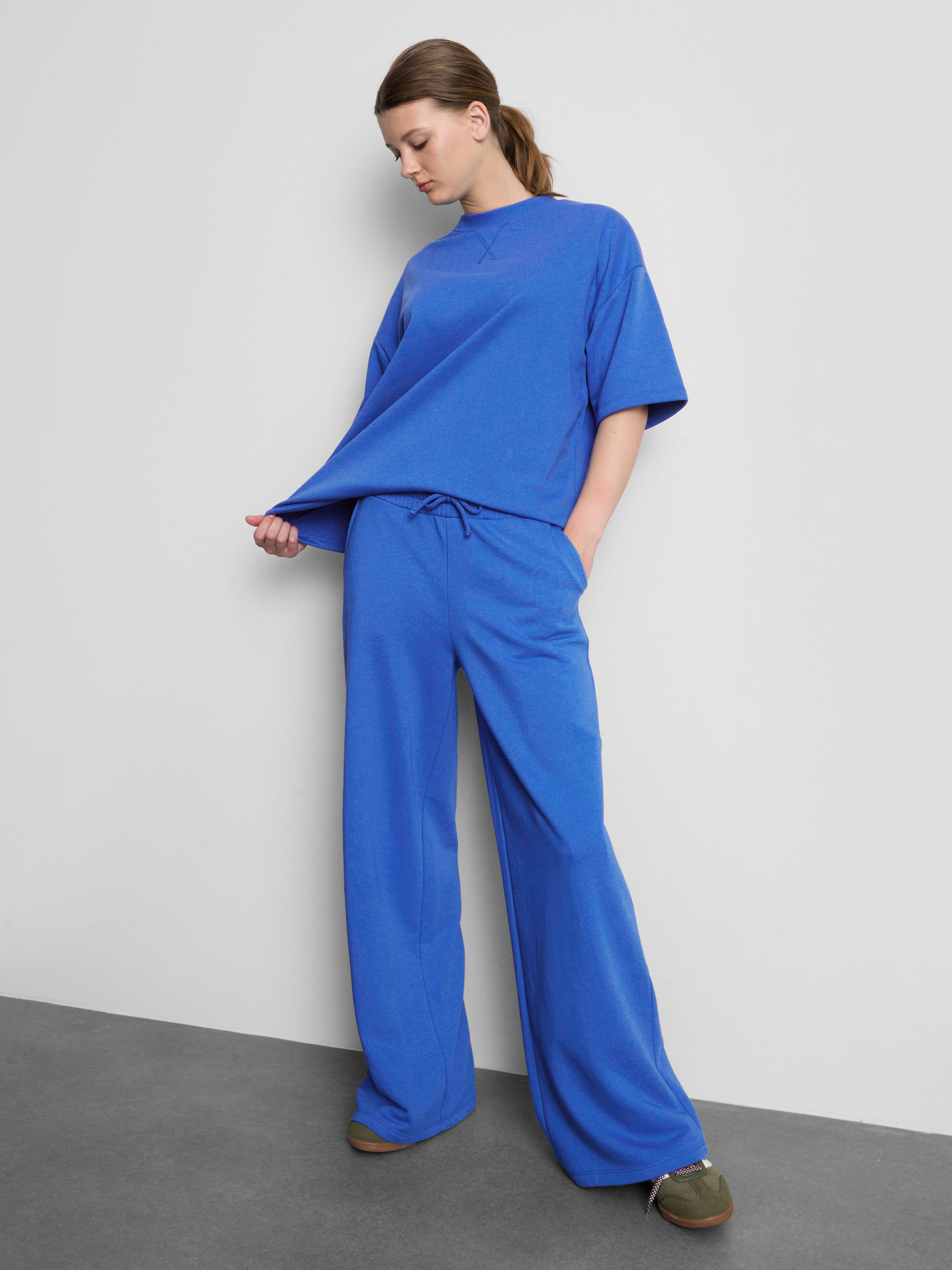 Wide-Leg Airport Tracksuit Bottoms - Bright Blue