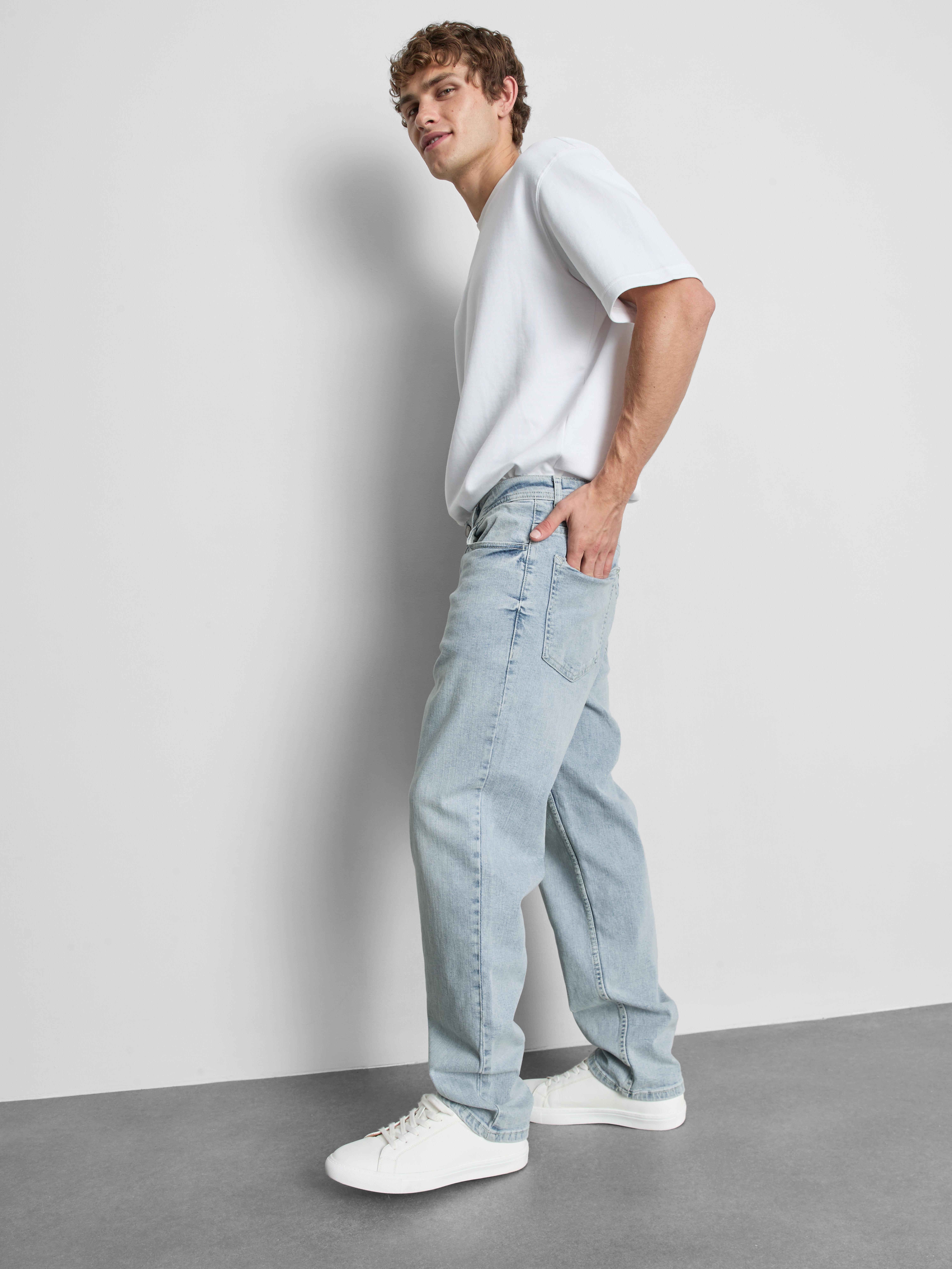 Stretch Straight Leg Jeans - Light Blue