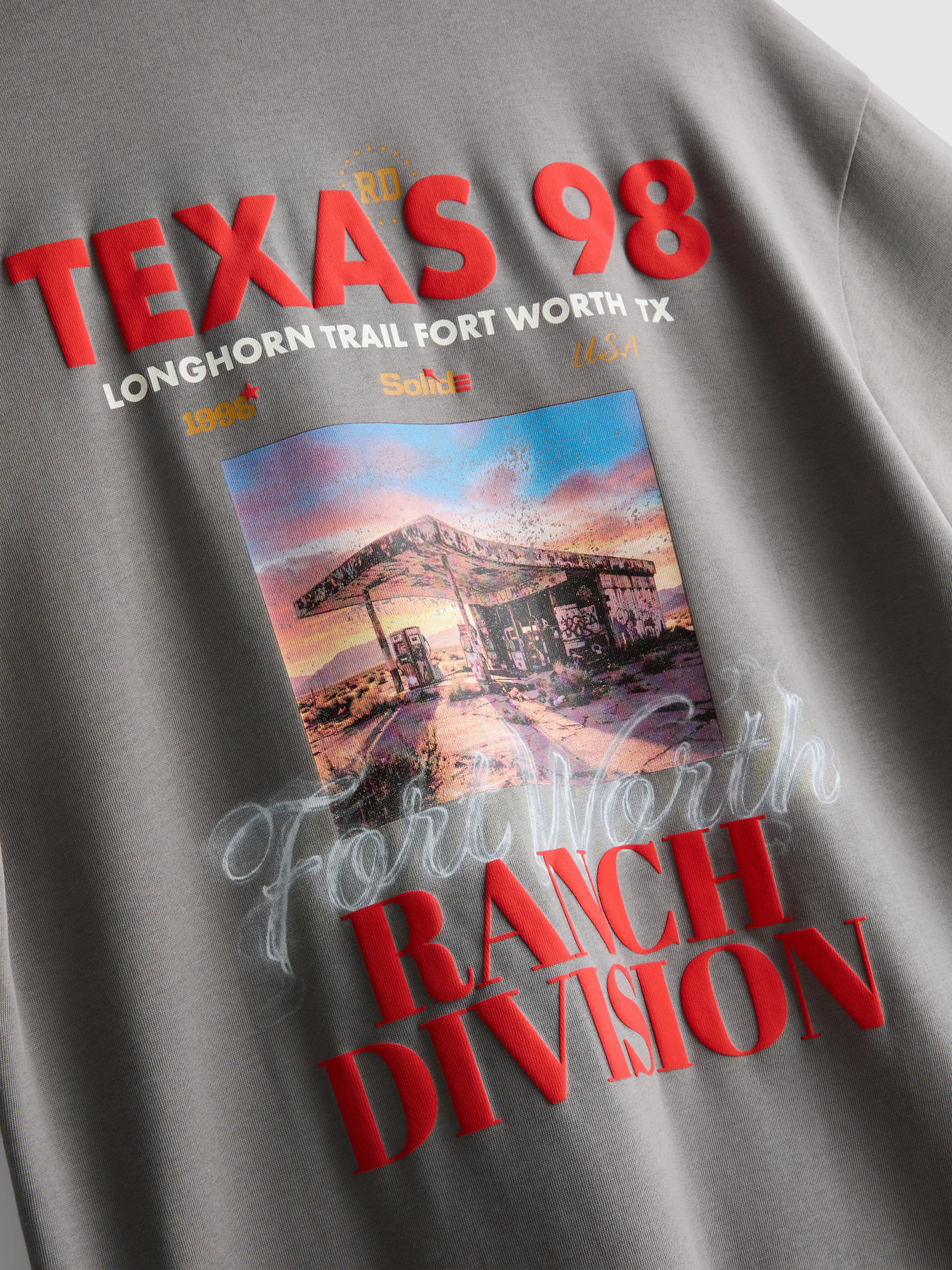 Pure Cotton Texas 98 Graphic T-Shirt - Gray
