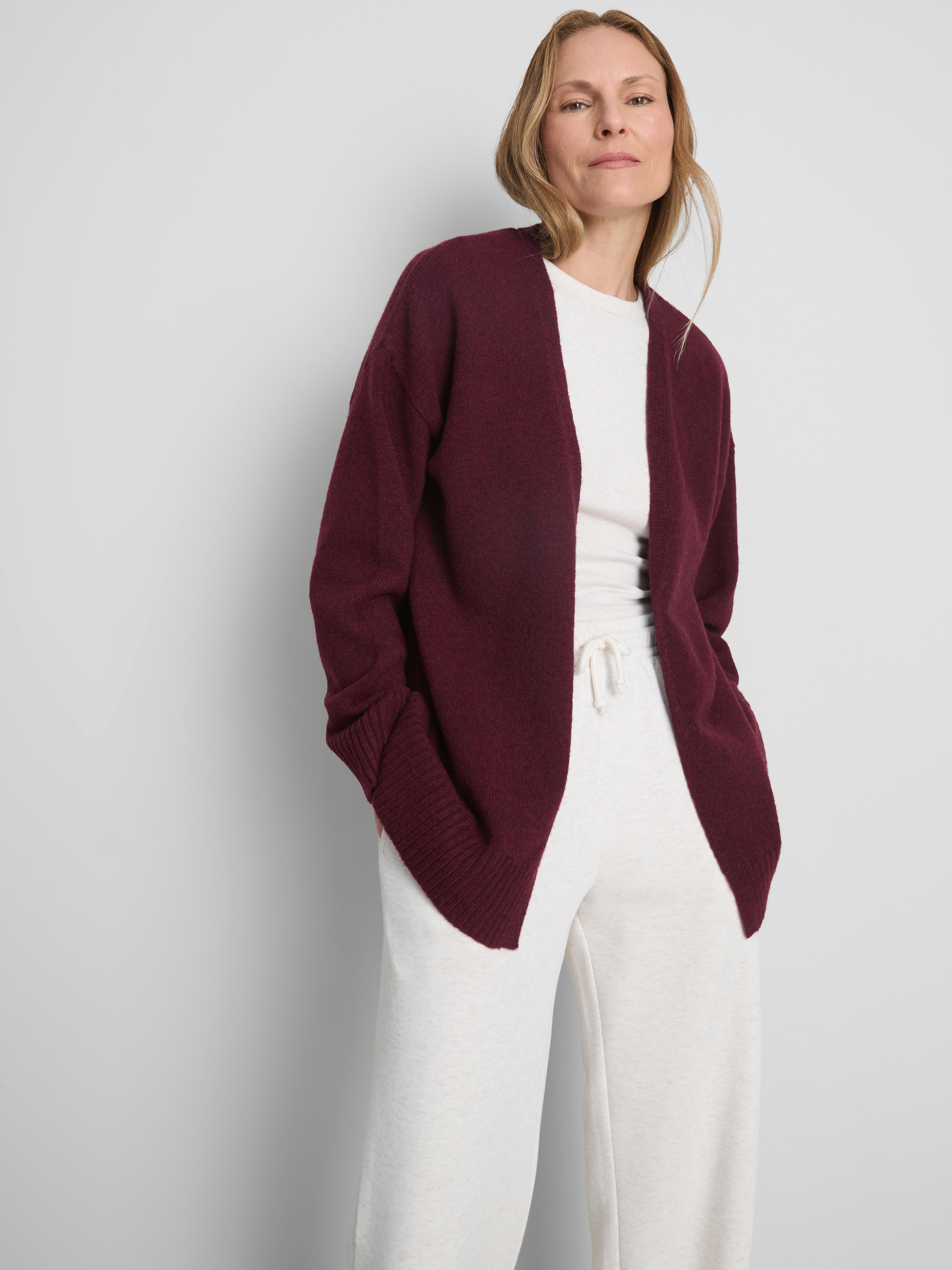 Classic Relaxed Knitted Cardigan - Cherry