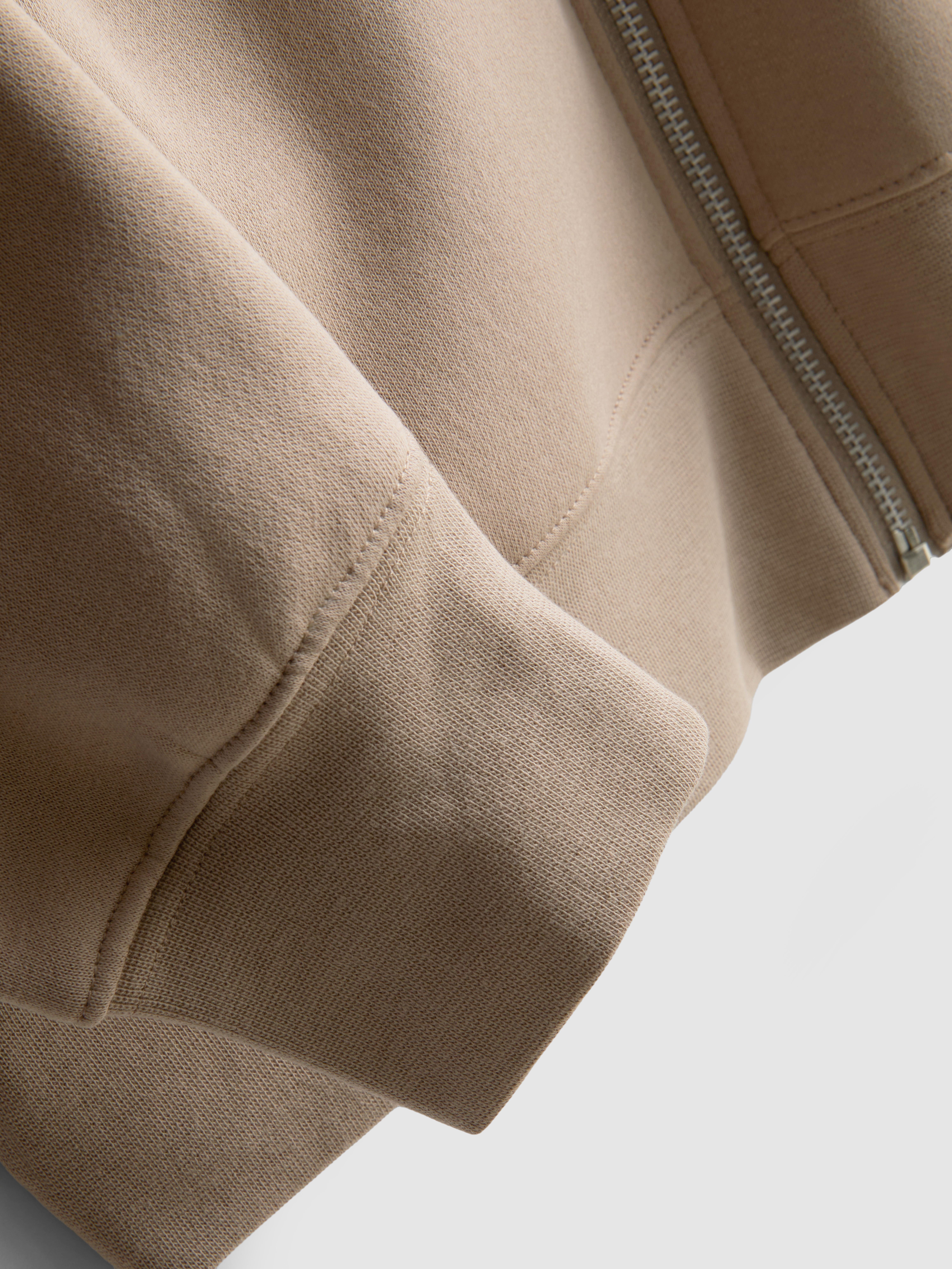 Regular-Fit Cotton-Blend Zip-Up Hoodie - Stone