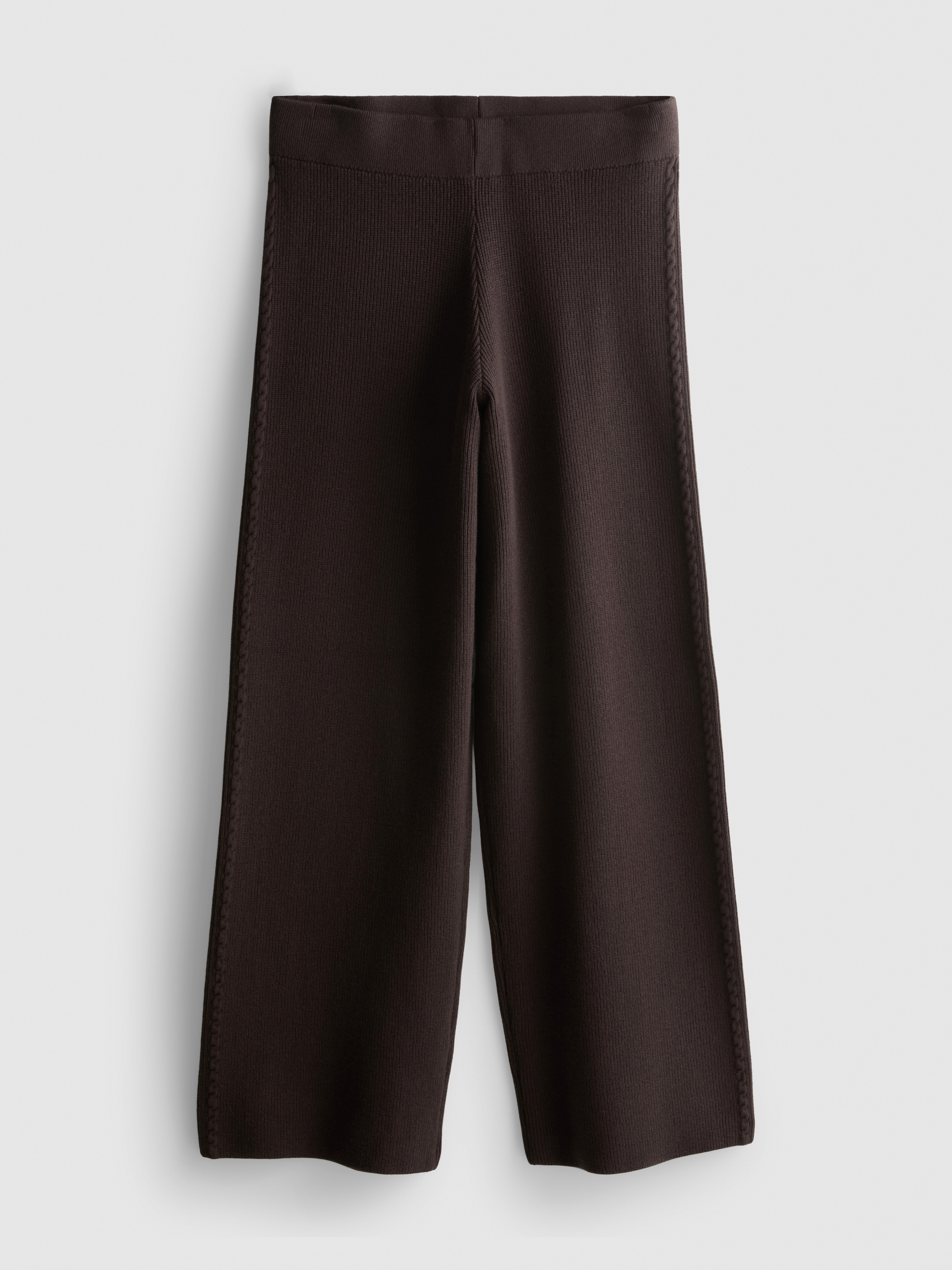 Knitted Wide Leg Pants - Chocolate
