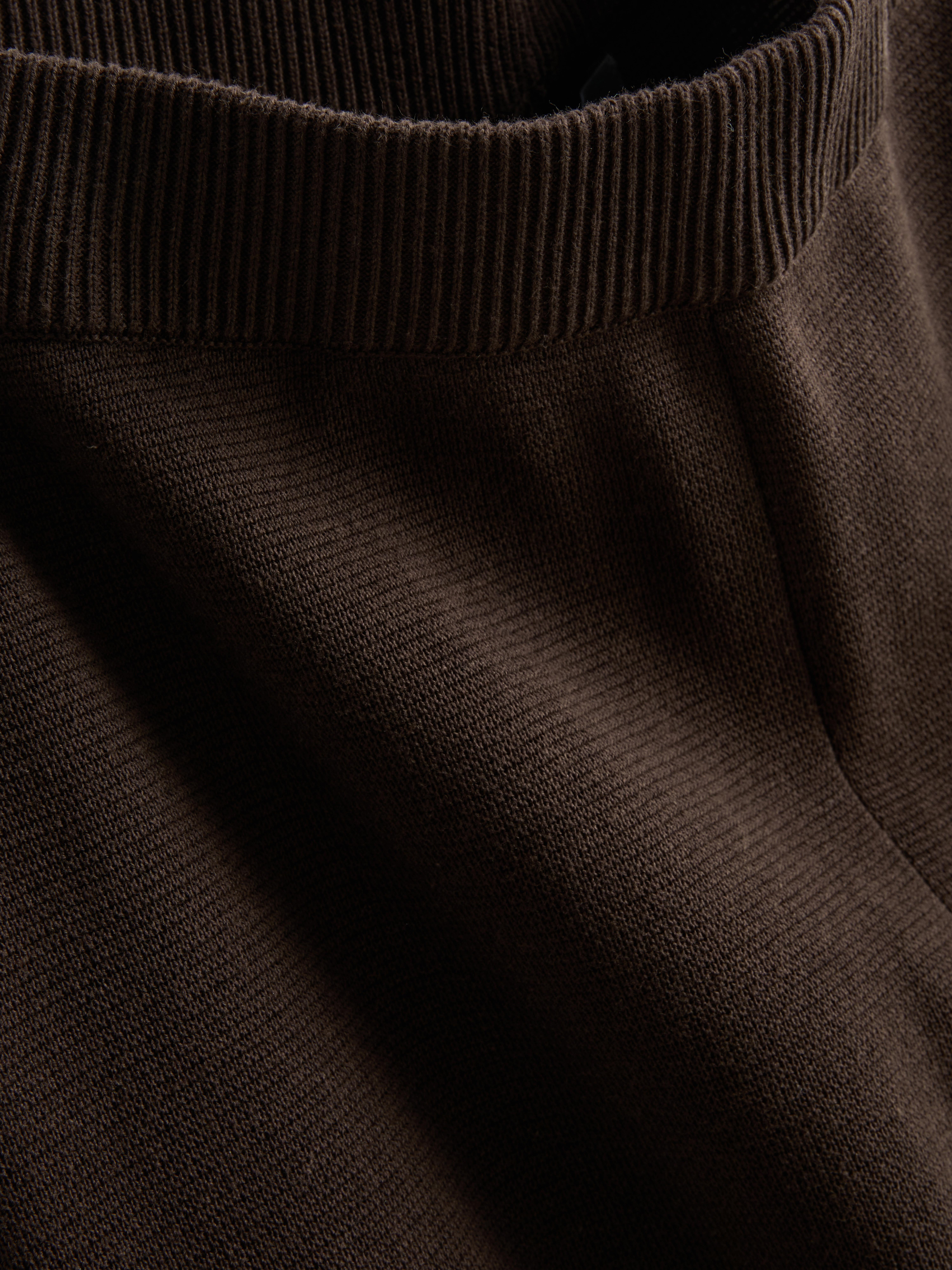 Compact Knit Wide-Leg Pants - Chocolate