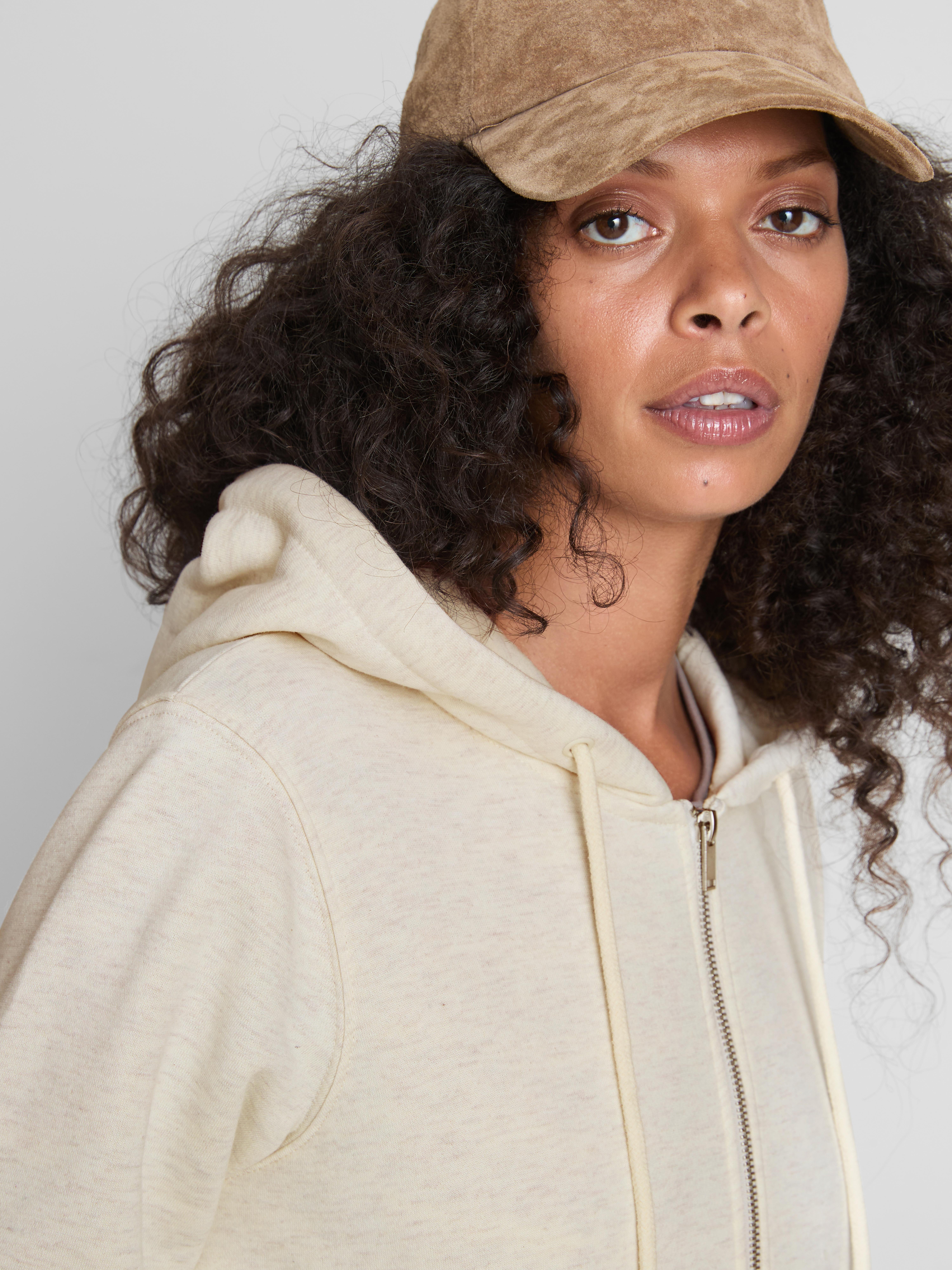 Essential Cotton Blend Zip Through Hoodie - Oatmeal