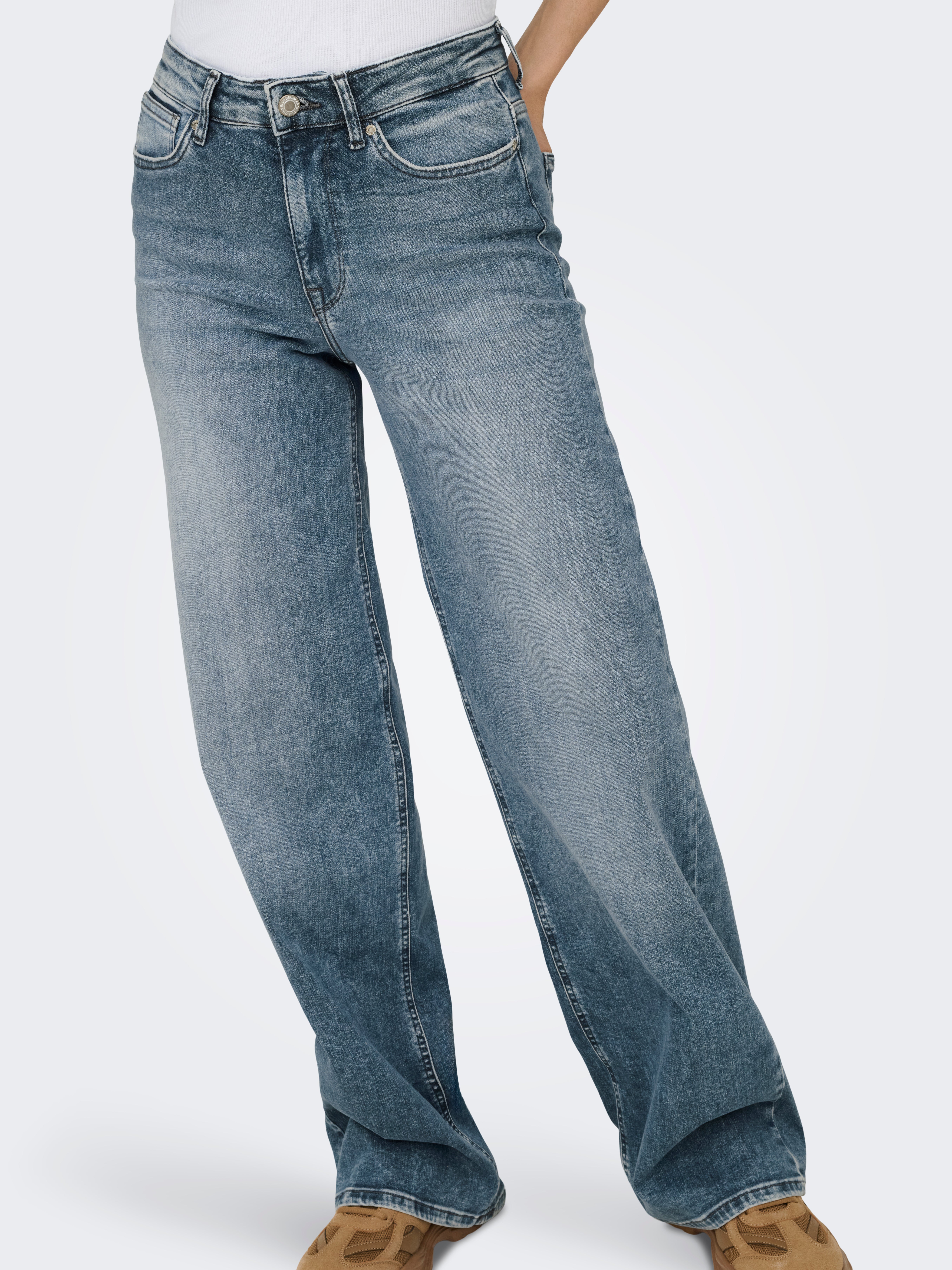ONLMADISON High waist Wide Leg Fit Jeans Special Blue Grey Denim
