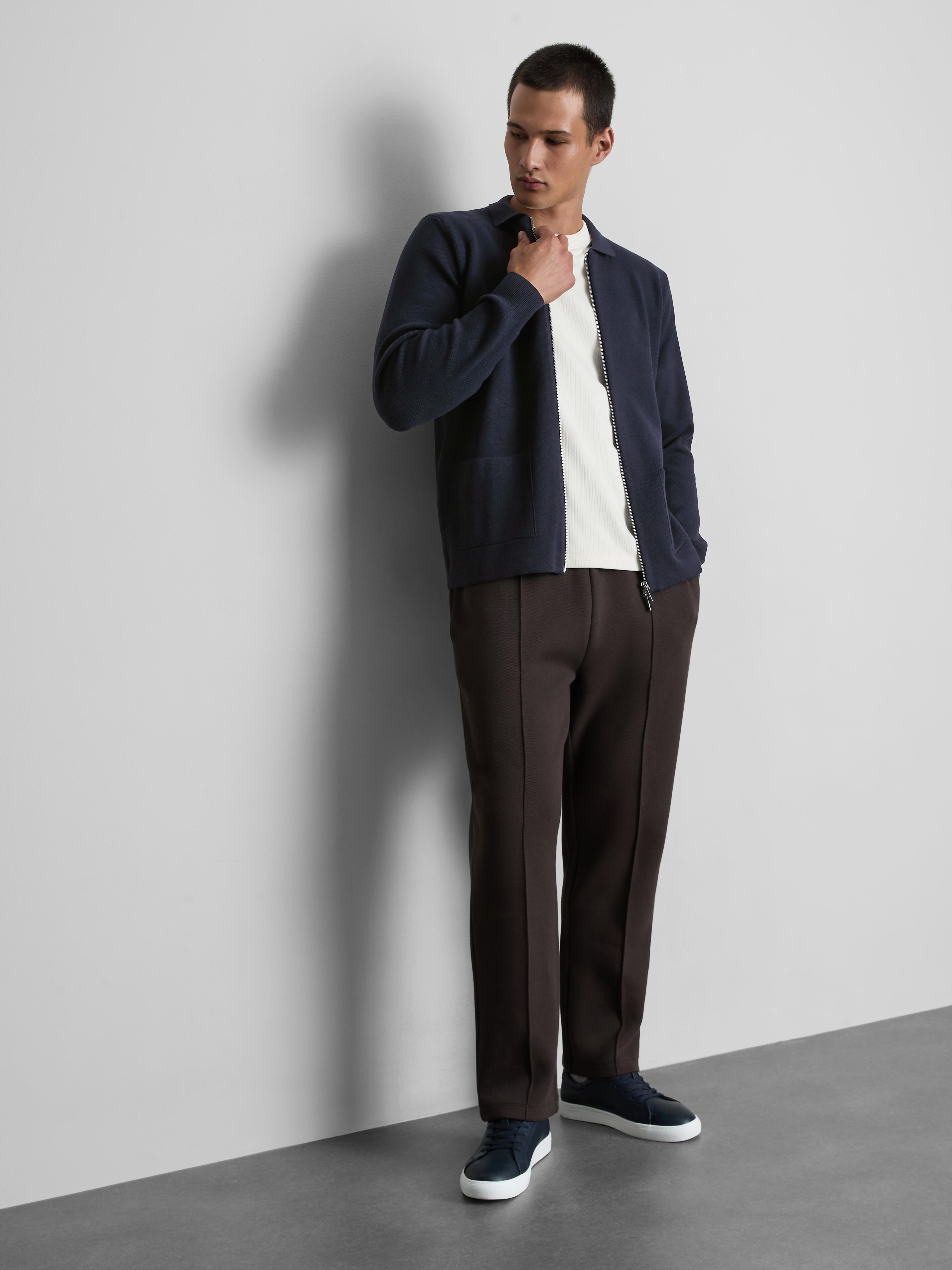 The Edit Knitted Harrington Jacket - Navy