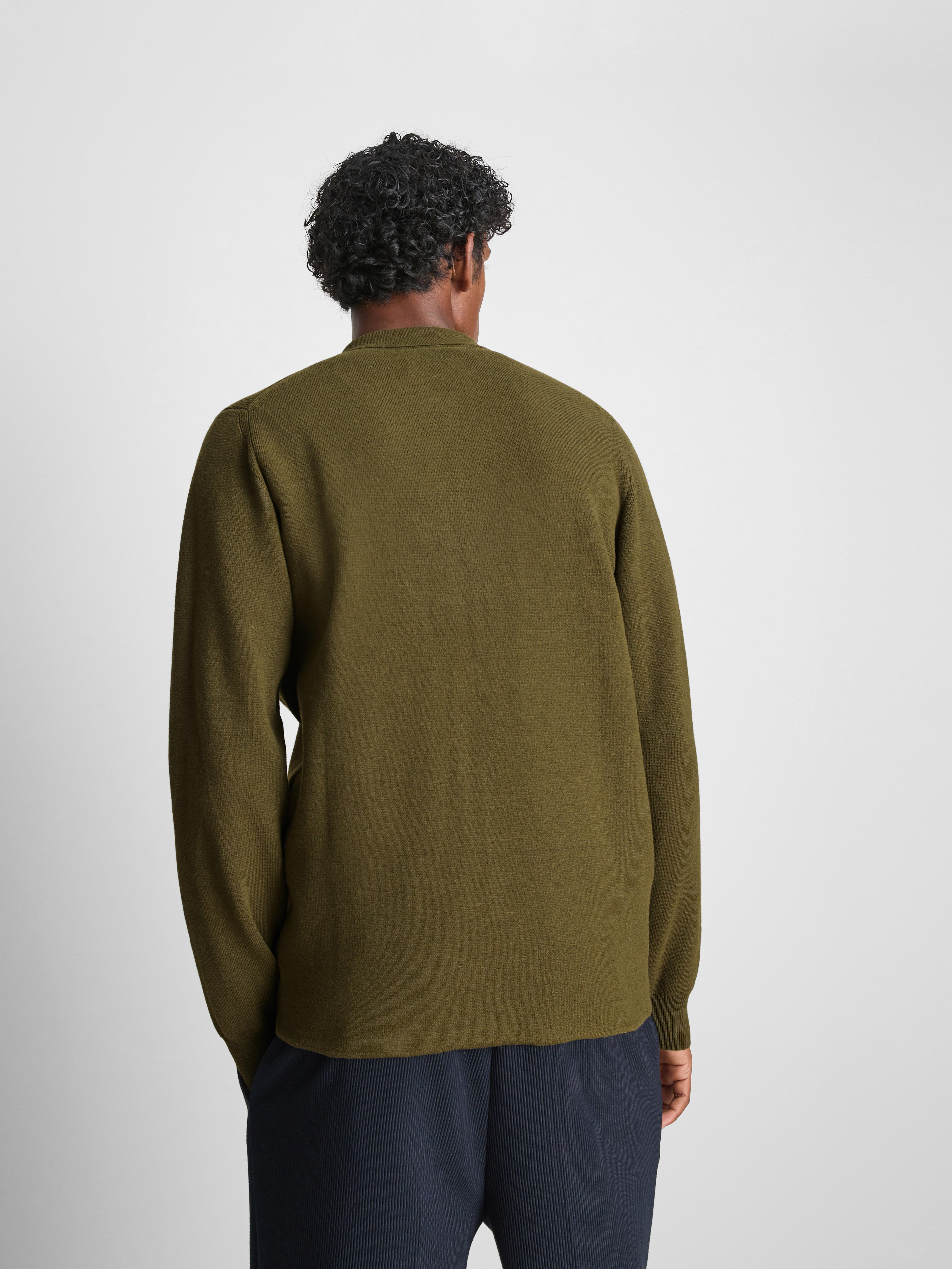 The Edit Knitted Harrington Jacket - Dark Green