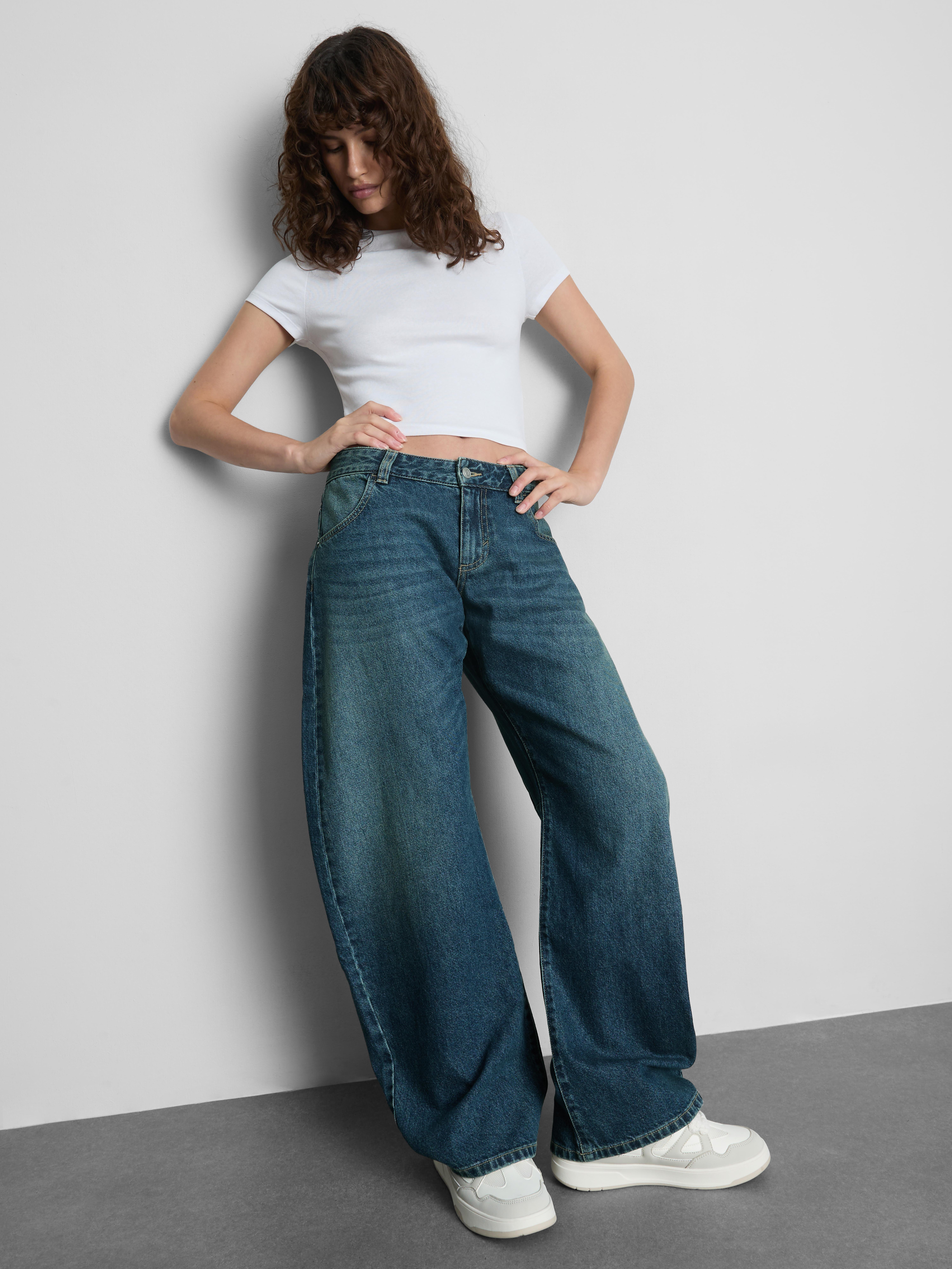 The Primark Scene | Cotton Denim Barrel-Leg Jeans - Blue Heather