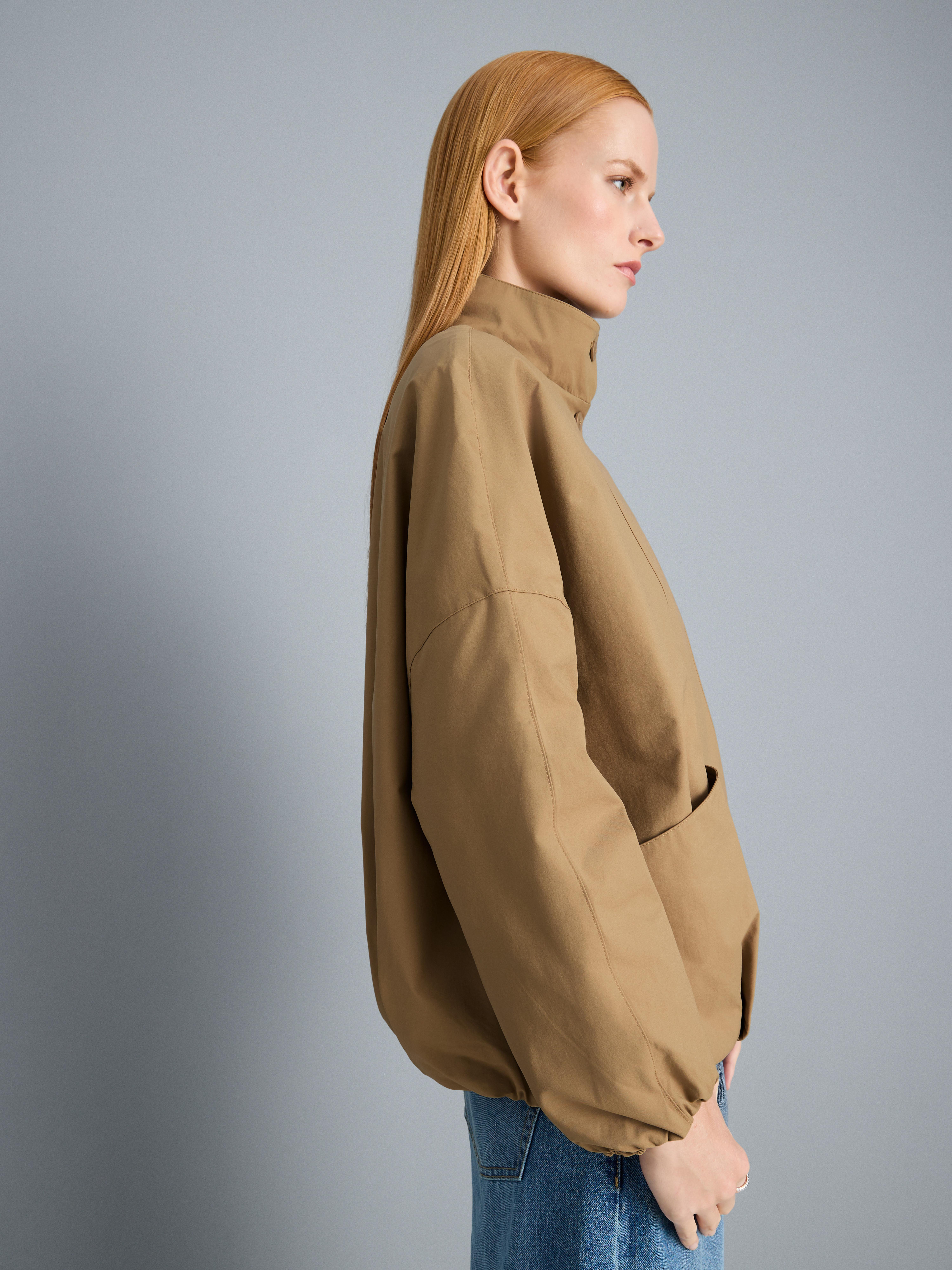 Relaxed Funnel Neck Jacket - Stone