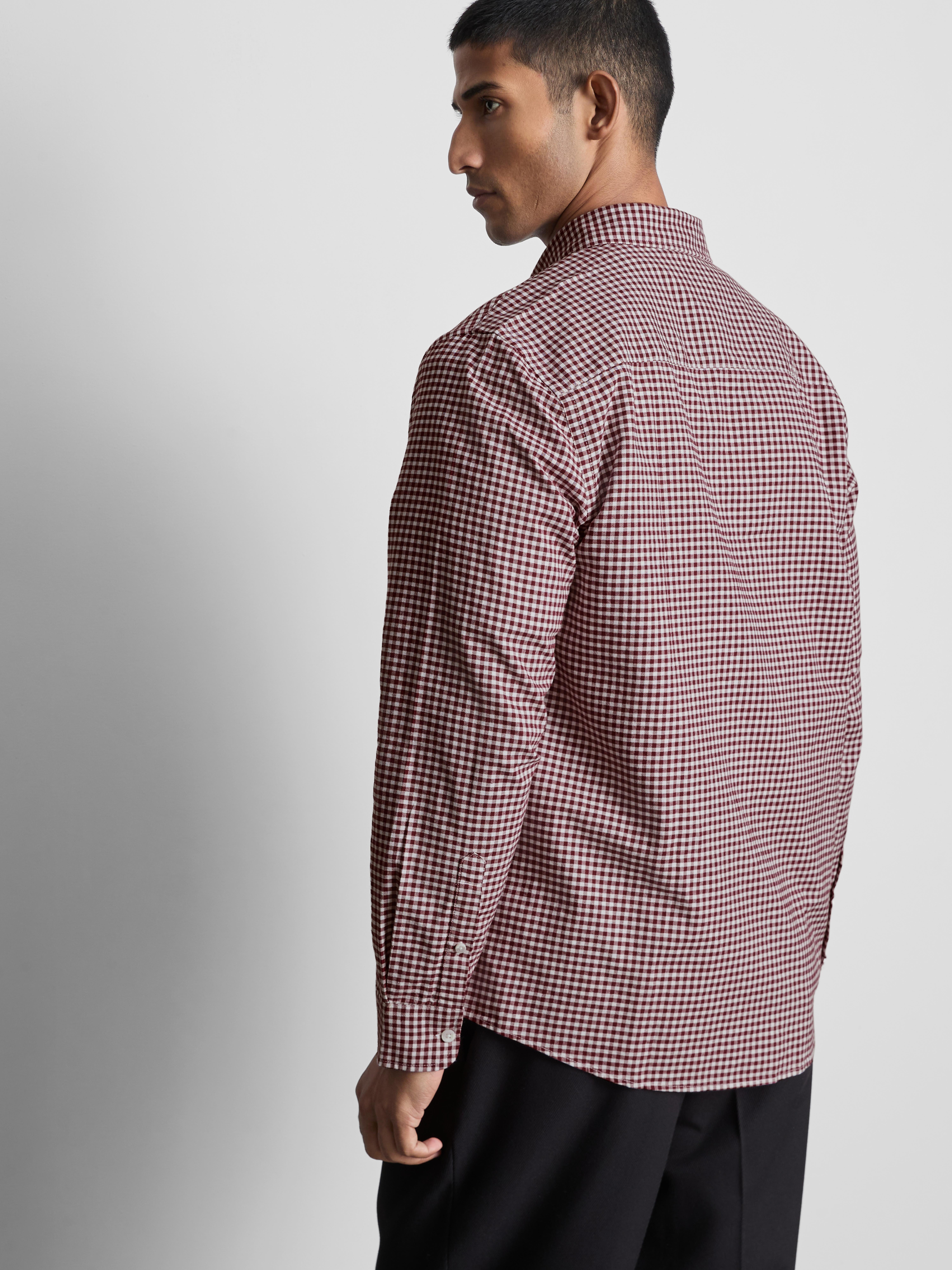 Pure Cotton Oxford Shirt - Burgundy