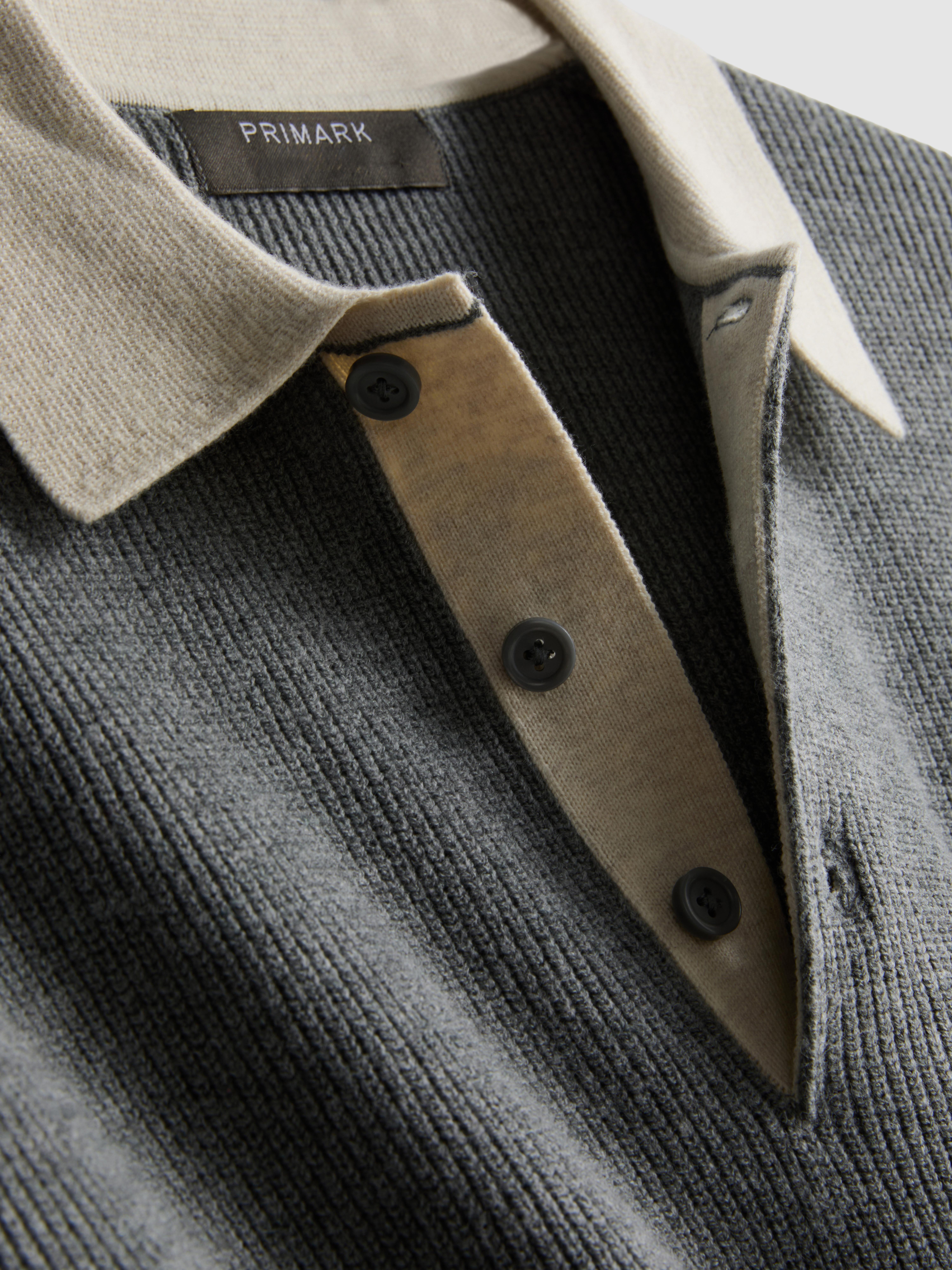 Knit Polo Sweater - Charcoal