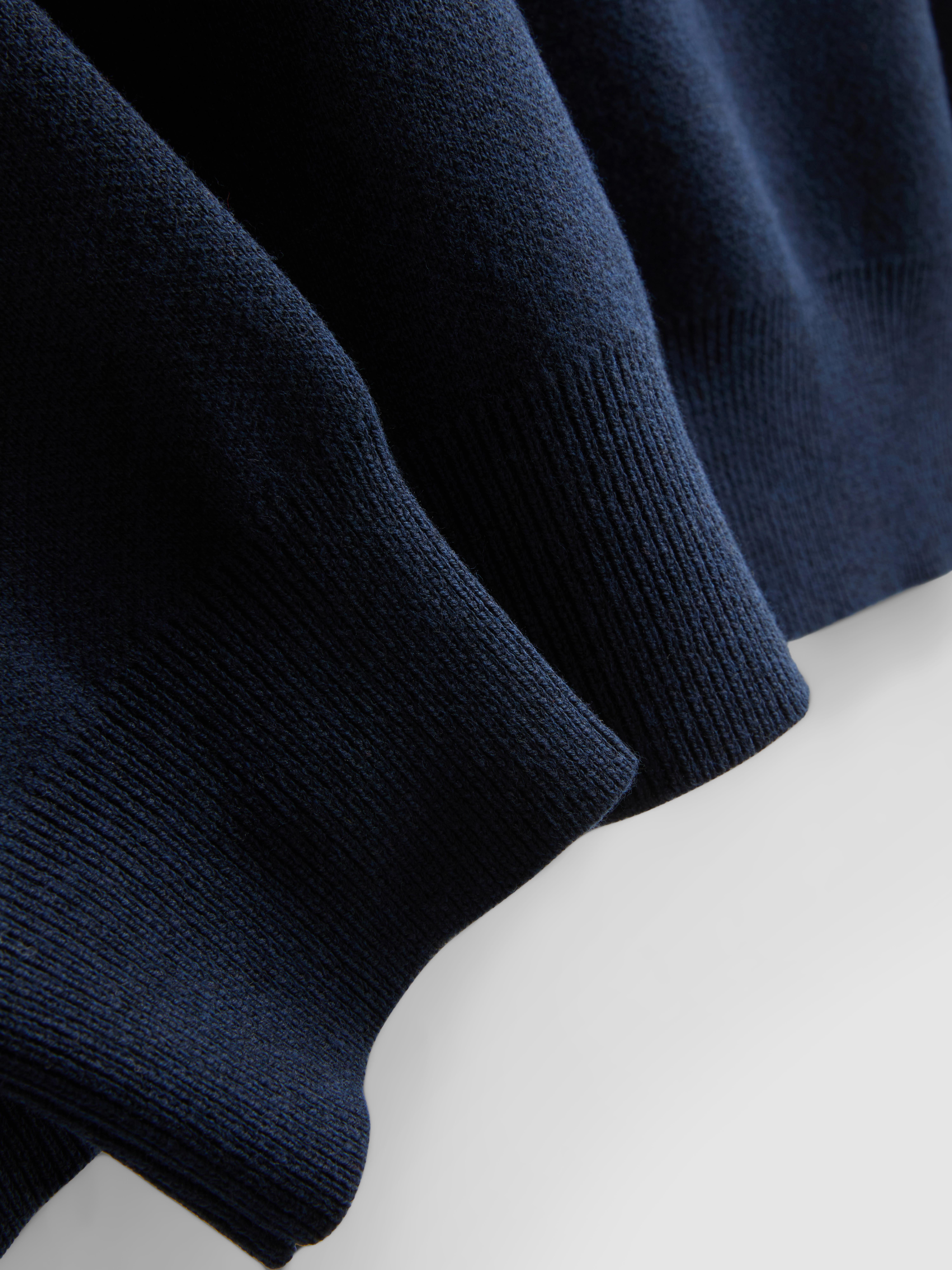 Zip Neck Knitted Sweater - Navy