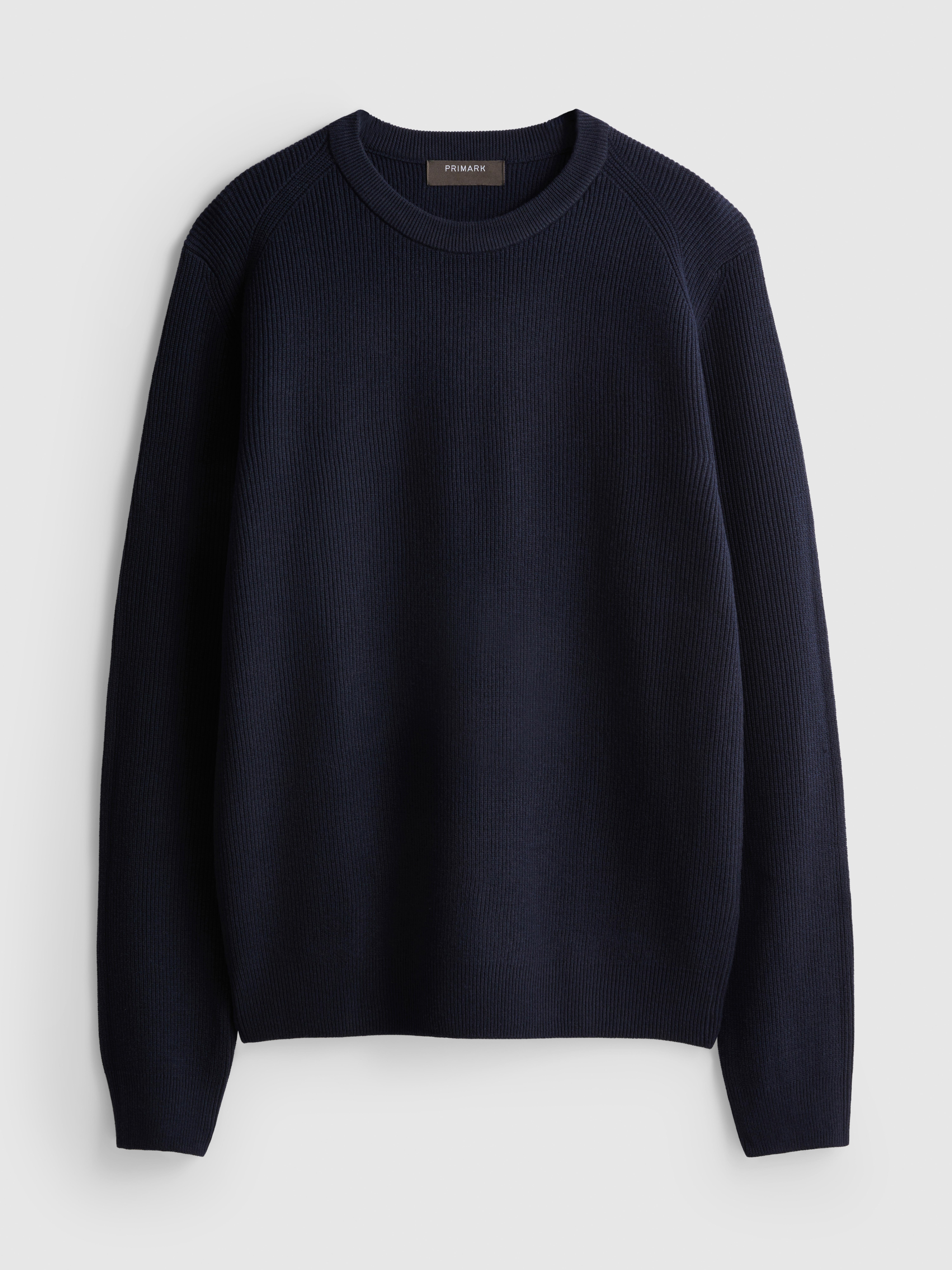 Ribbed Crewneck Sweater - Navy